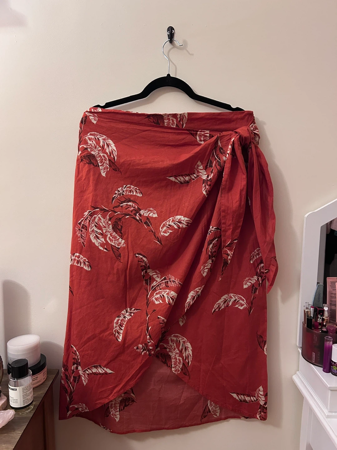 Orange Palm Leaf Wraparound Skirt