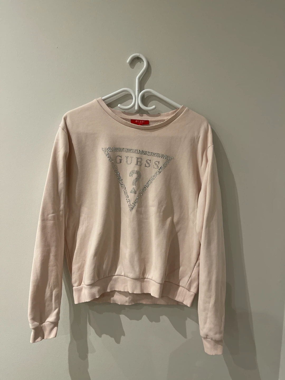 Guess Pink Sequined Logo Crewneck Sweatshirt