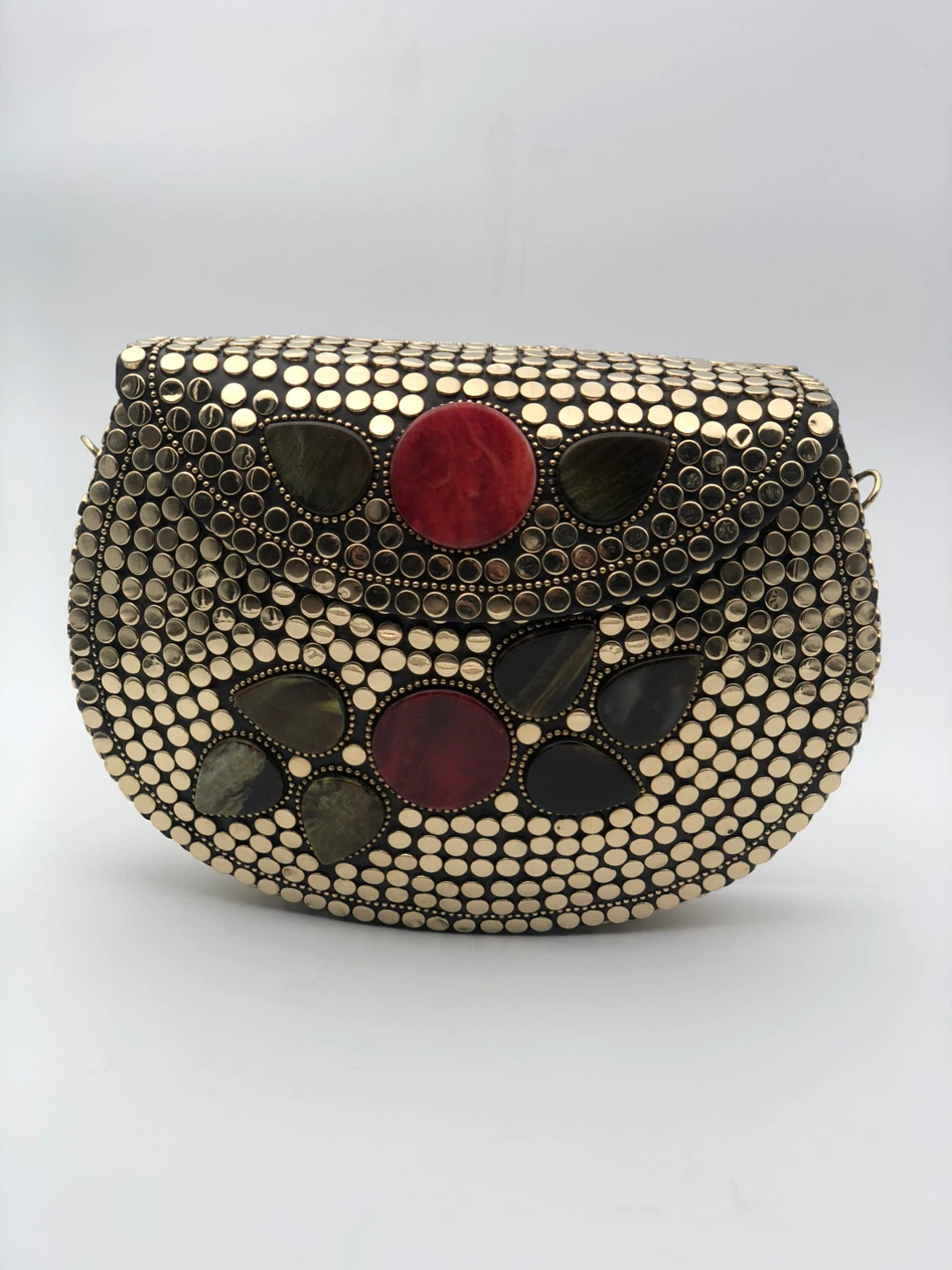 Metal Clutch Purse with Embellishments