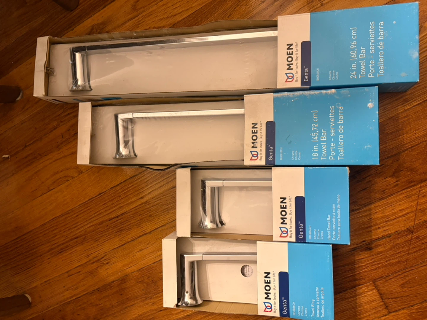Set of 4 Moet Genta Chrome Silver Bath Hardware Set Towel Bar