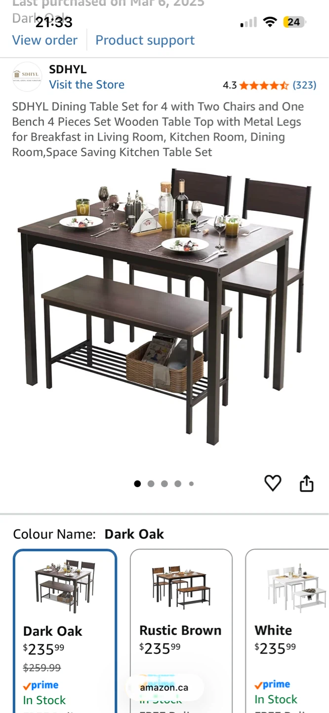 Dining Table Set with Bench and Chairs - photo 4