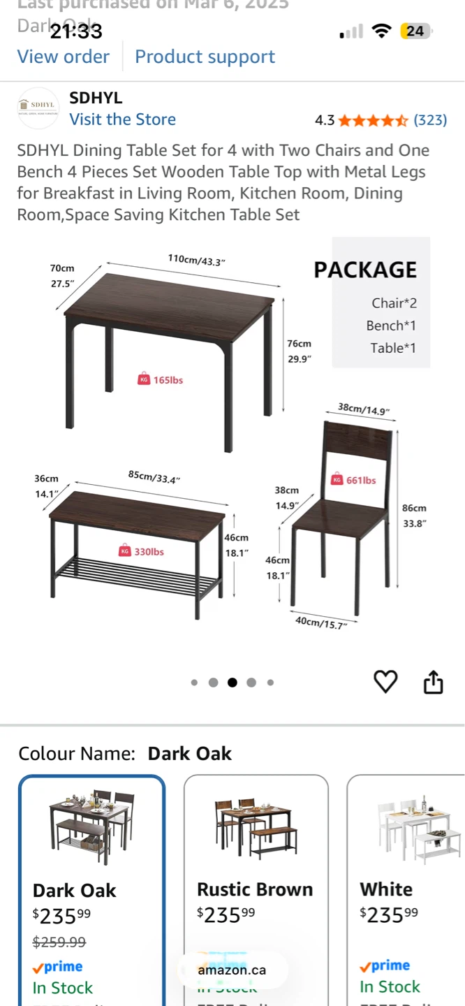 Dining Table Set with Bench and Chairs - photo 3