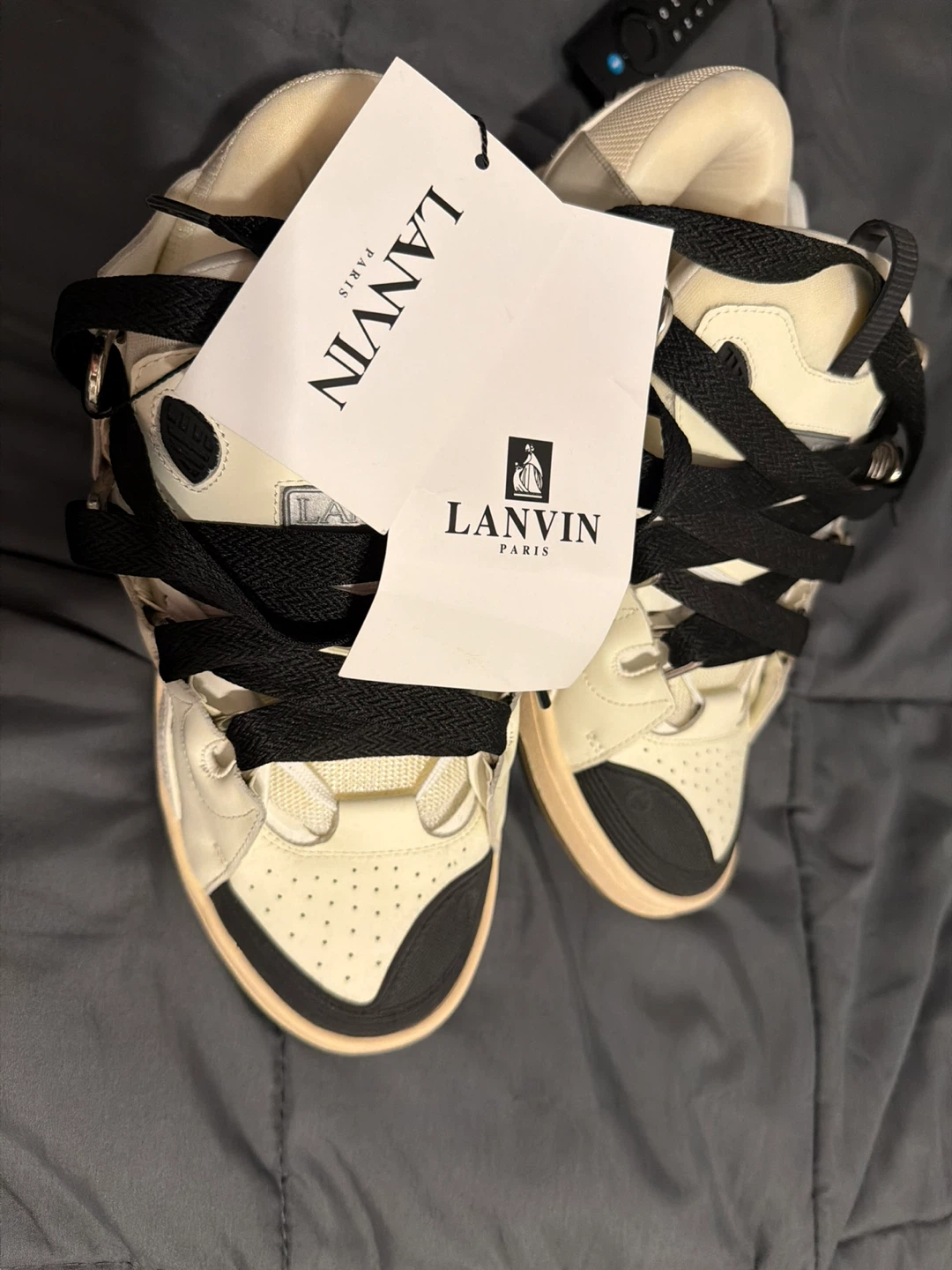 Lanvin Paris Leather Sneakers - Cream/Black