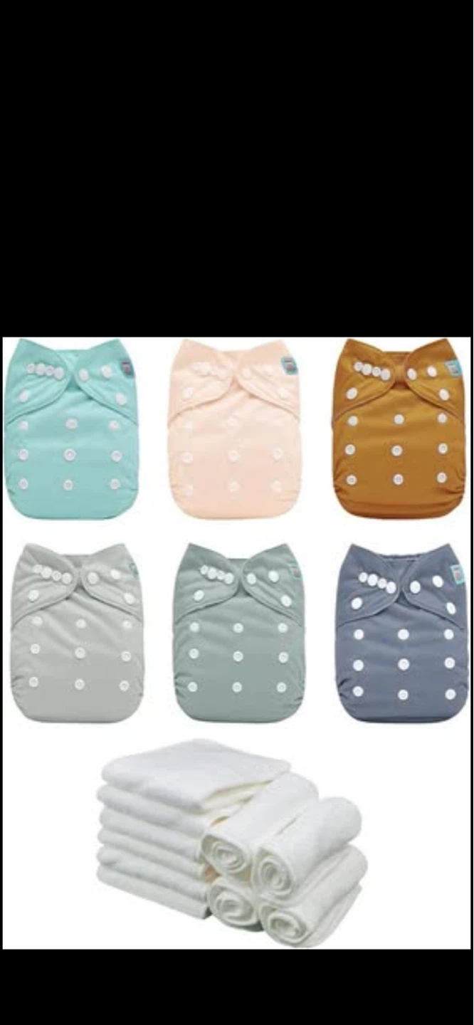 ALVABABY Cloth Diaper 6 Nappies With 12 Inserts Reusable