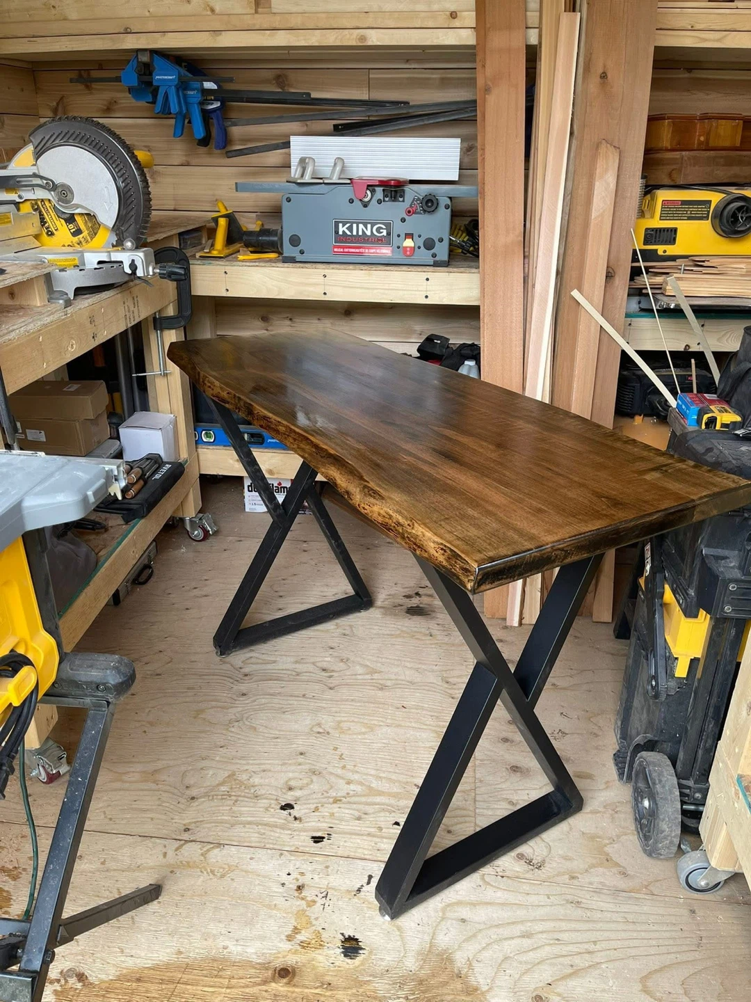 Live Edge Desk with Black Metal X-Legs - photo 2
