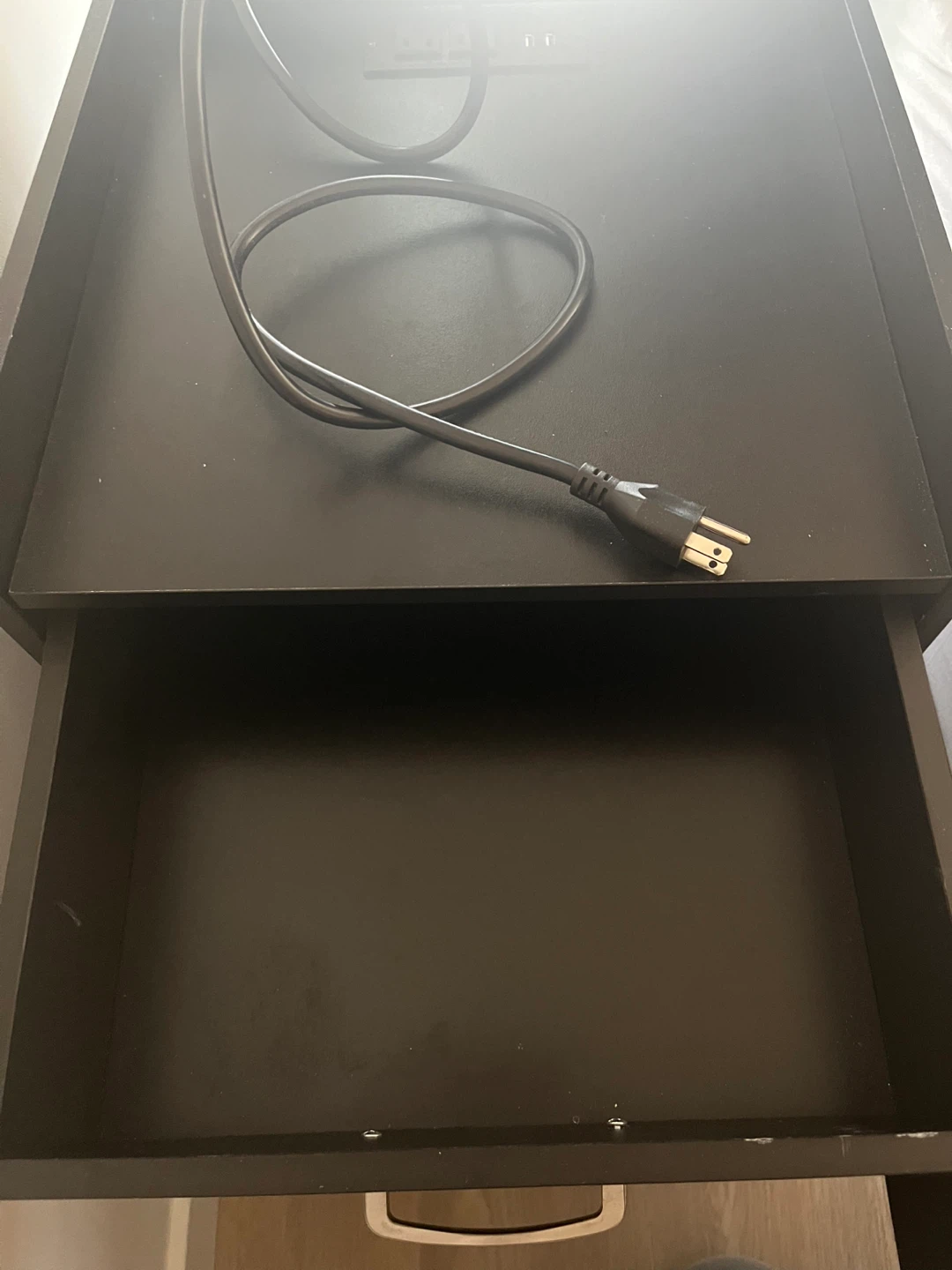 Black Nightstand set of 2 with Drawer and Power Outlet - photo 4