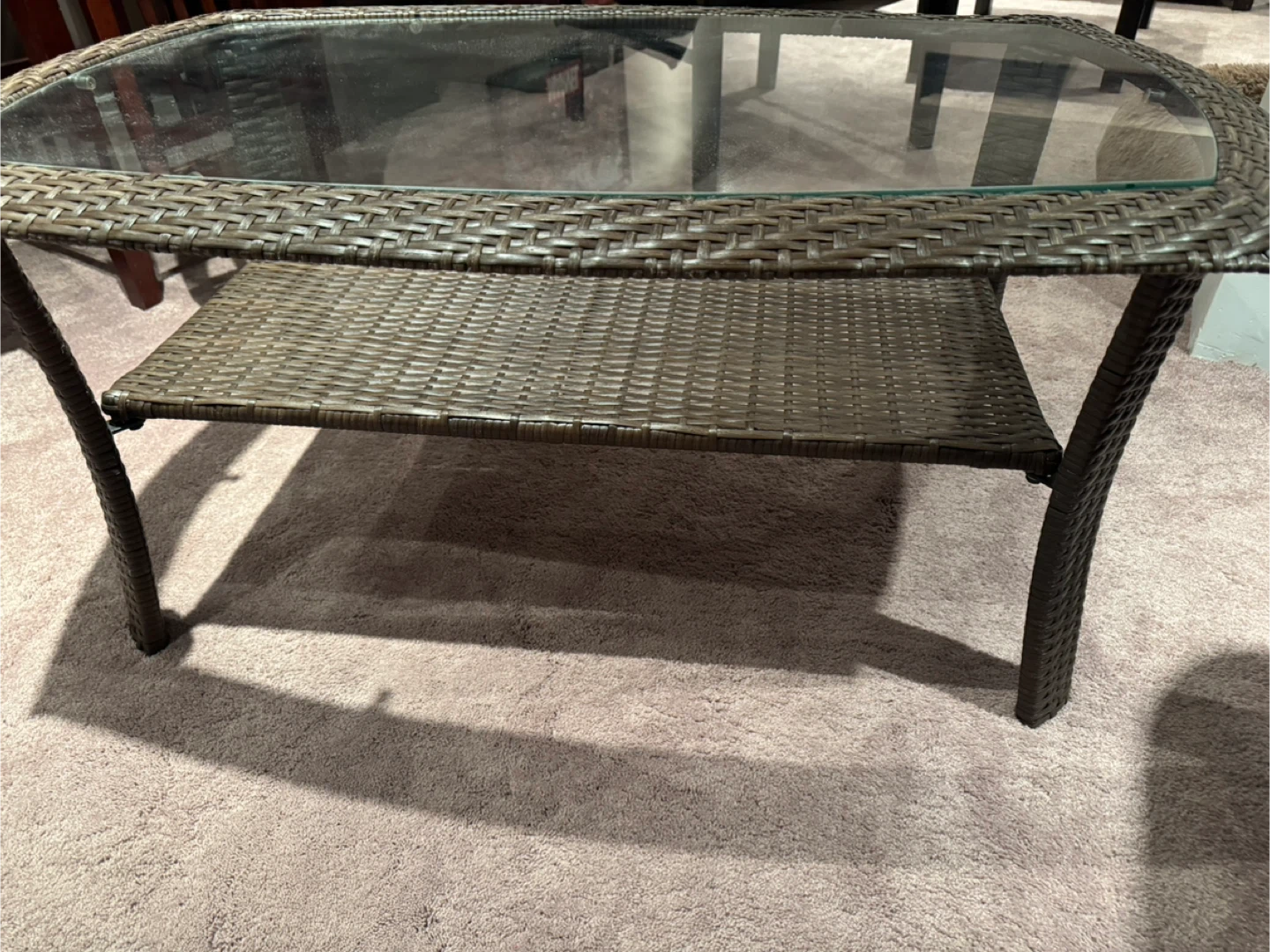 Wicker and Glass Coffee Table - photo 2