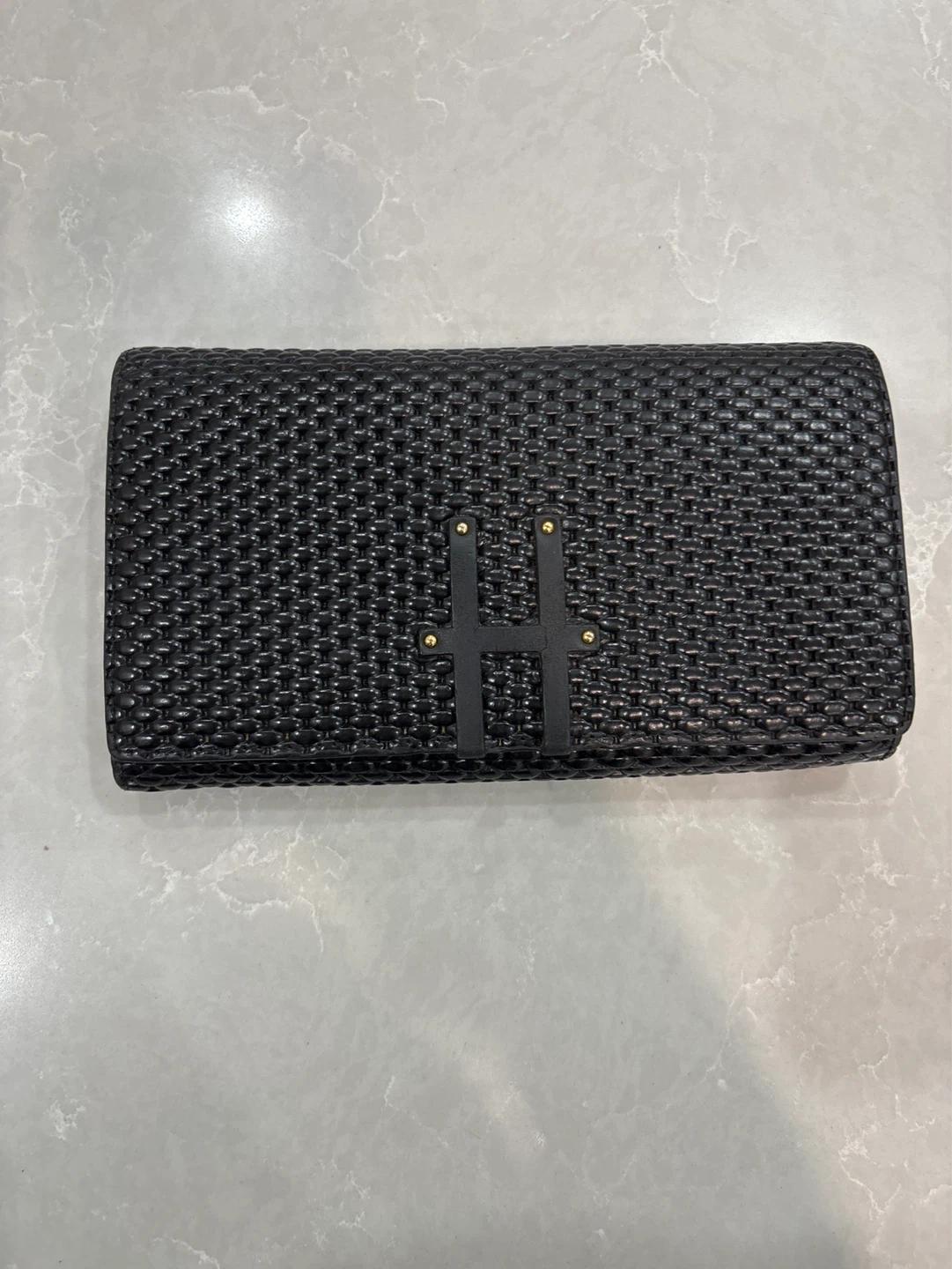 Black Woven Clutch Wallet