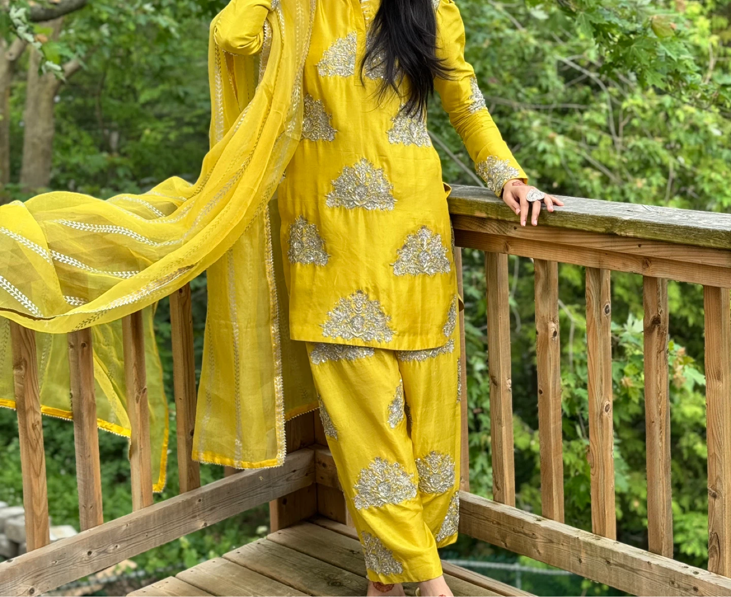Hand Embroidered Yellow Suit