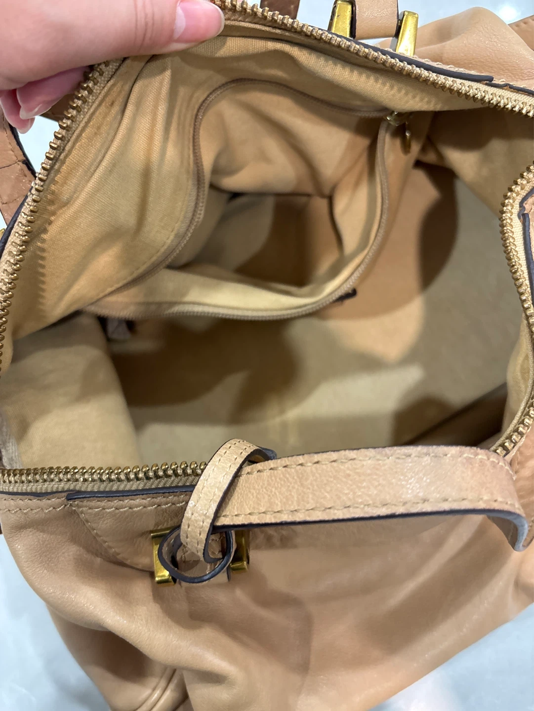 Rabeanco Beige Leather Satchel Bag - photo 3