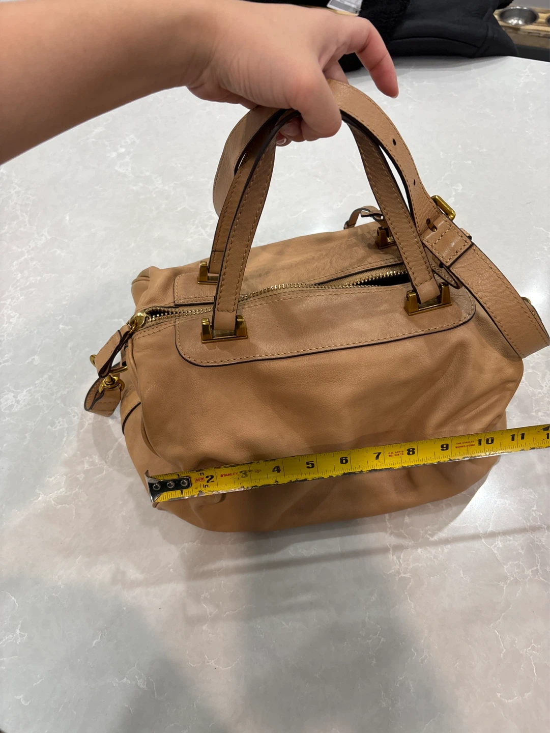 Rabeanco Beige Leather Satchel Bag