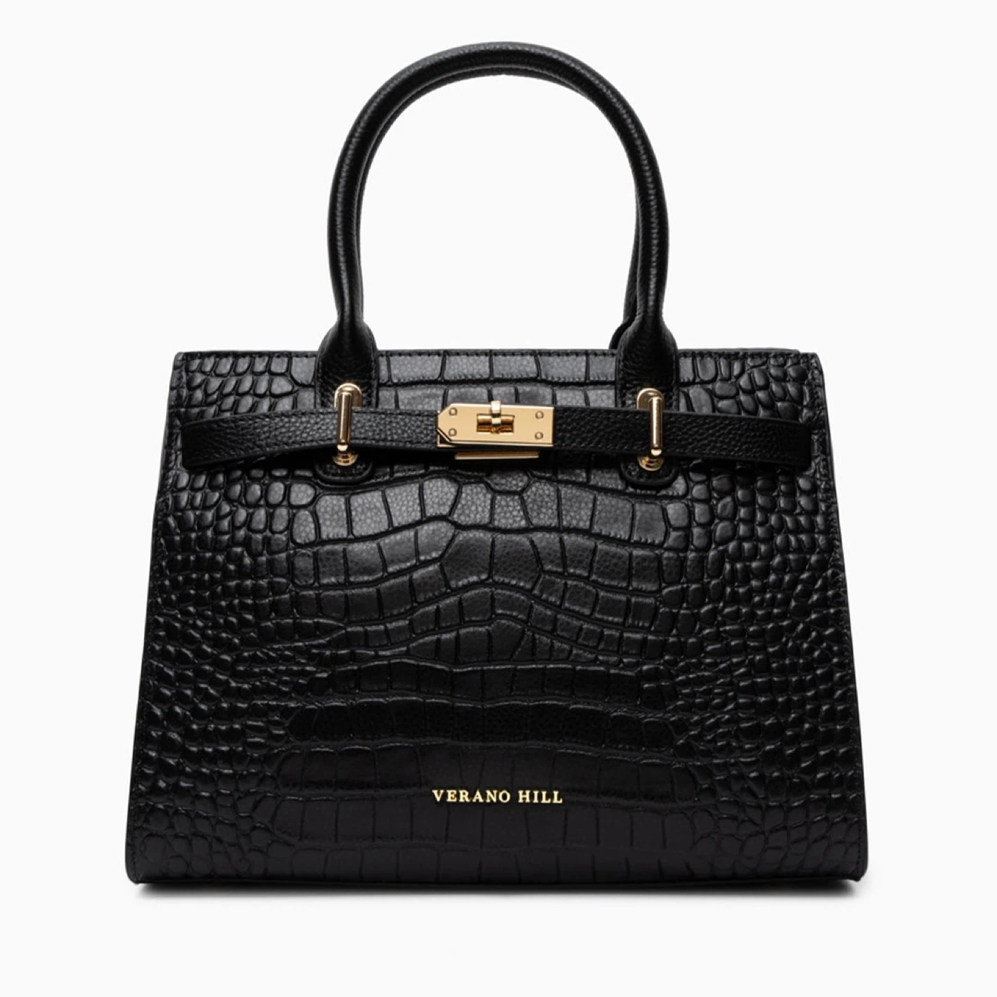 ✨ Verano Hill Black Croc Embossed Handbag | Luxury Style 🖤