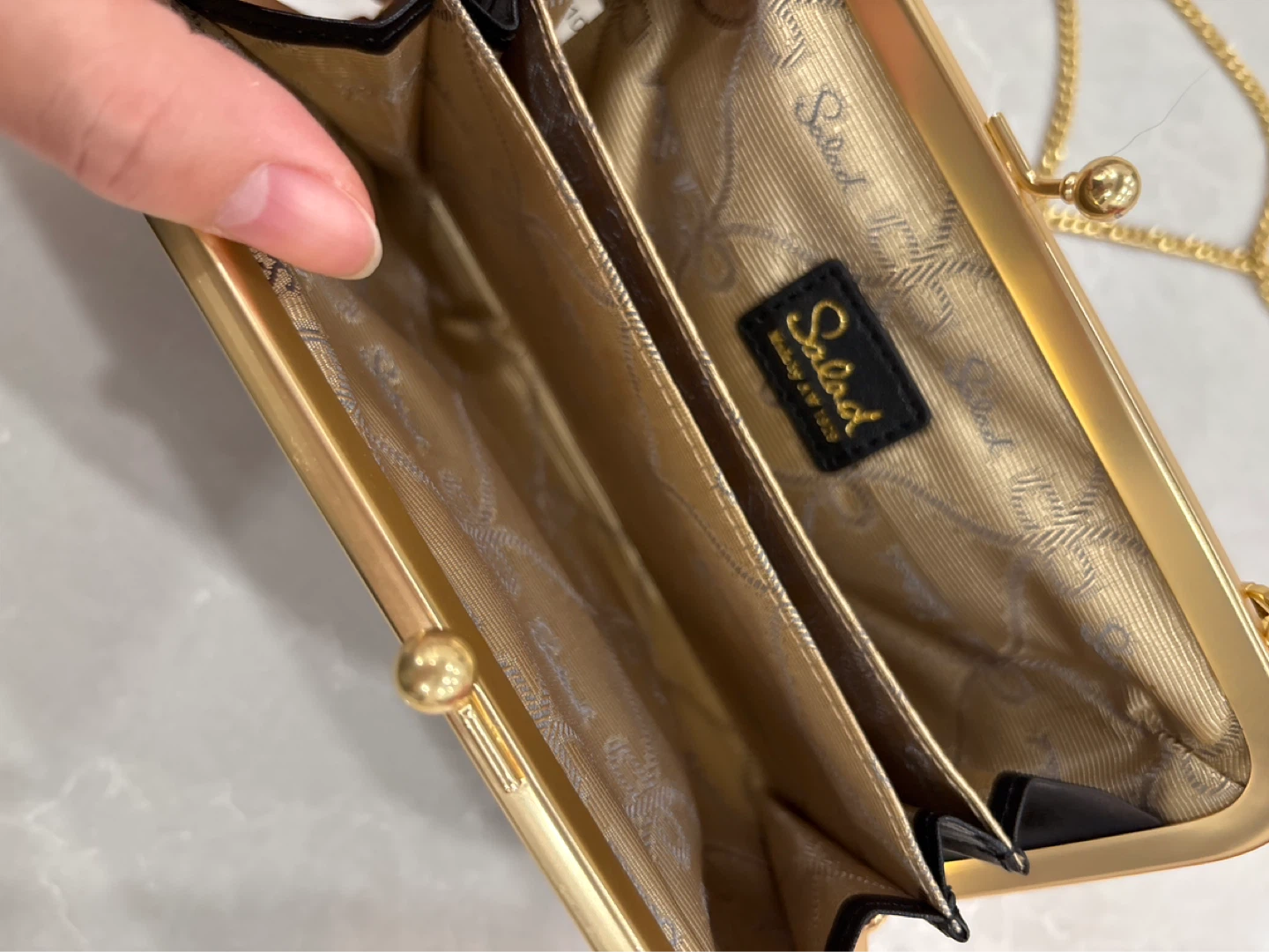 Salad Black Leather Clutch with Gold Chain - photo 2