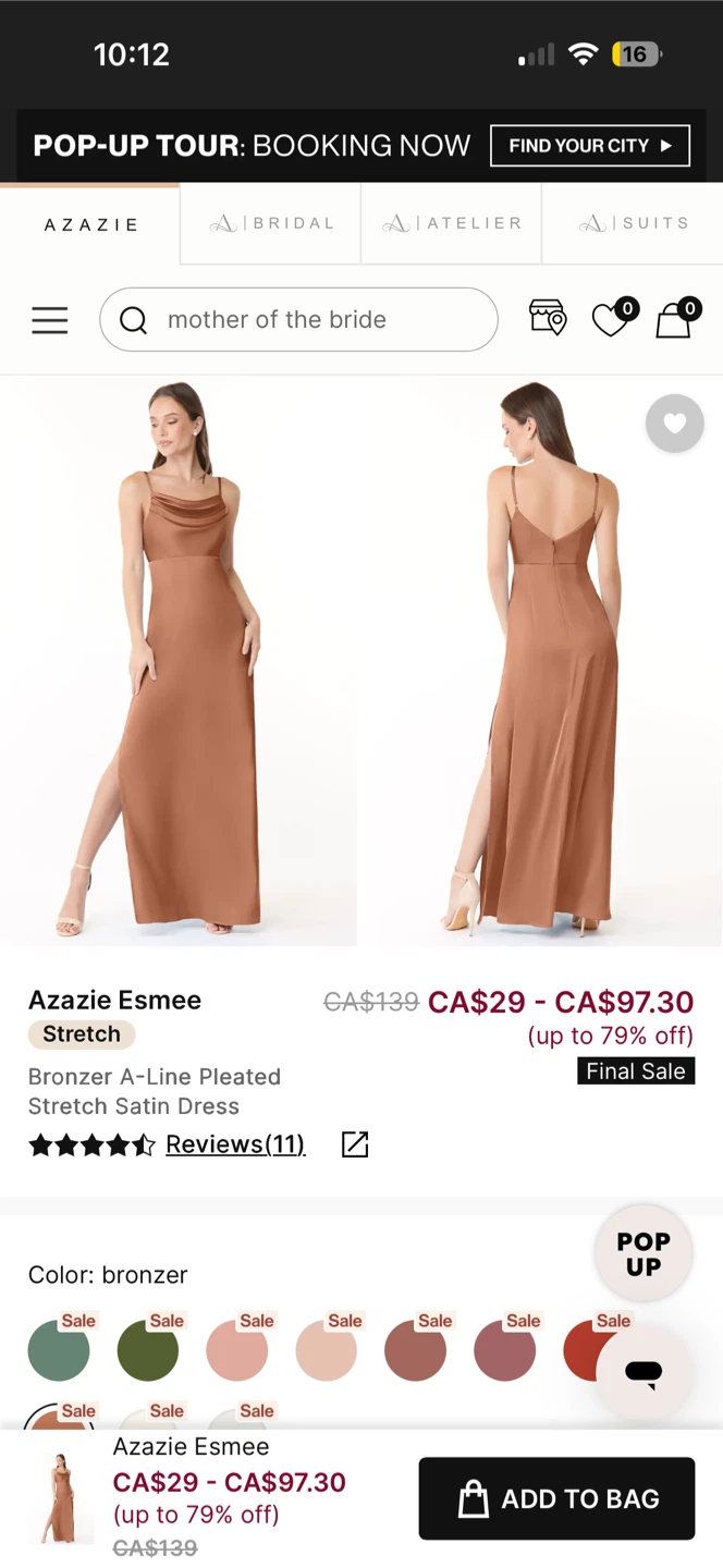 Azazie Bridesmaid/Wedding Guest Dress