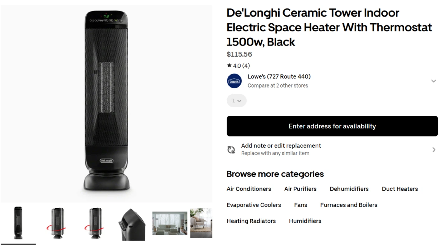 De'Longhi Ceramic Tower Electric Space Heater