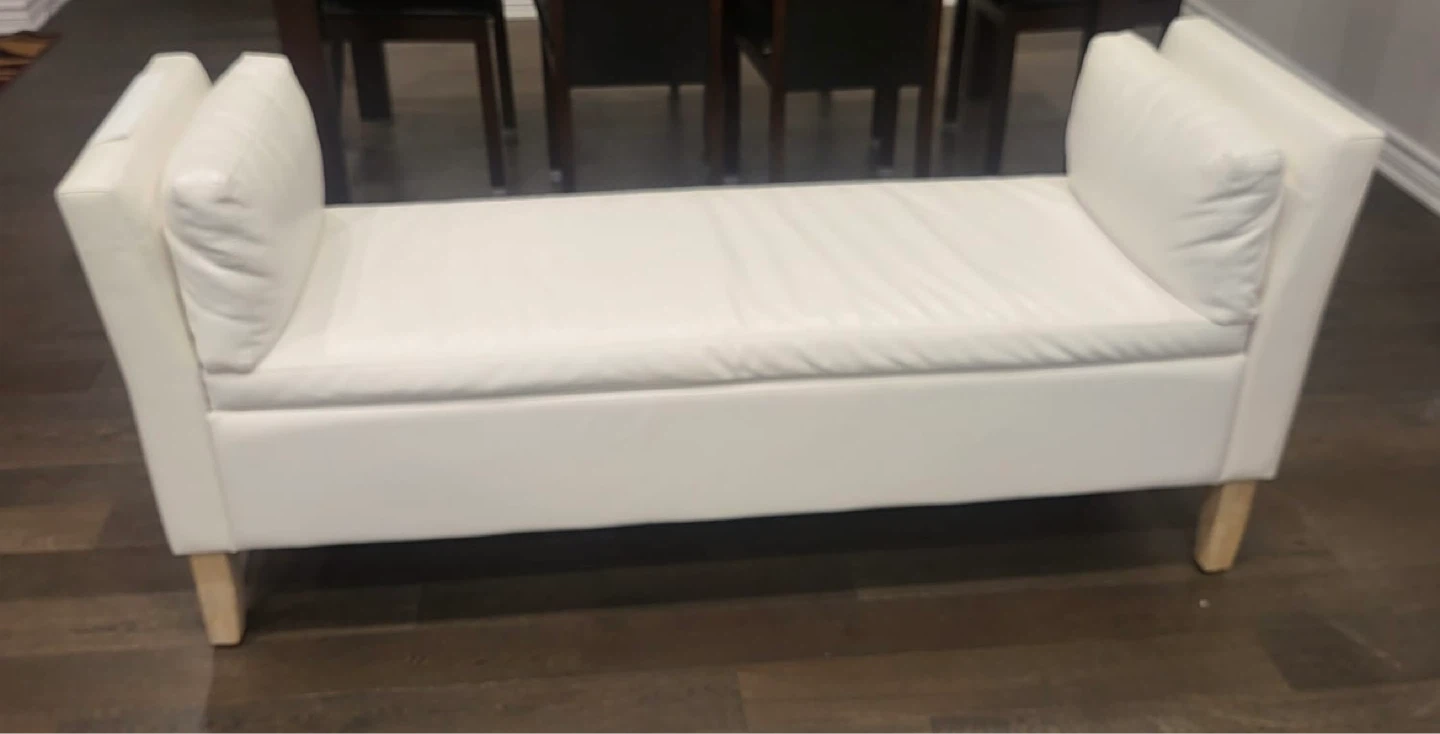 White Faux Leather Bench