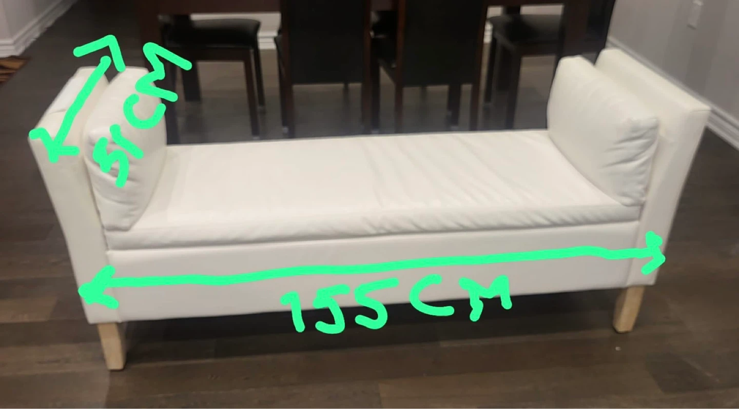 White Faux Leather Bench - photo 4