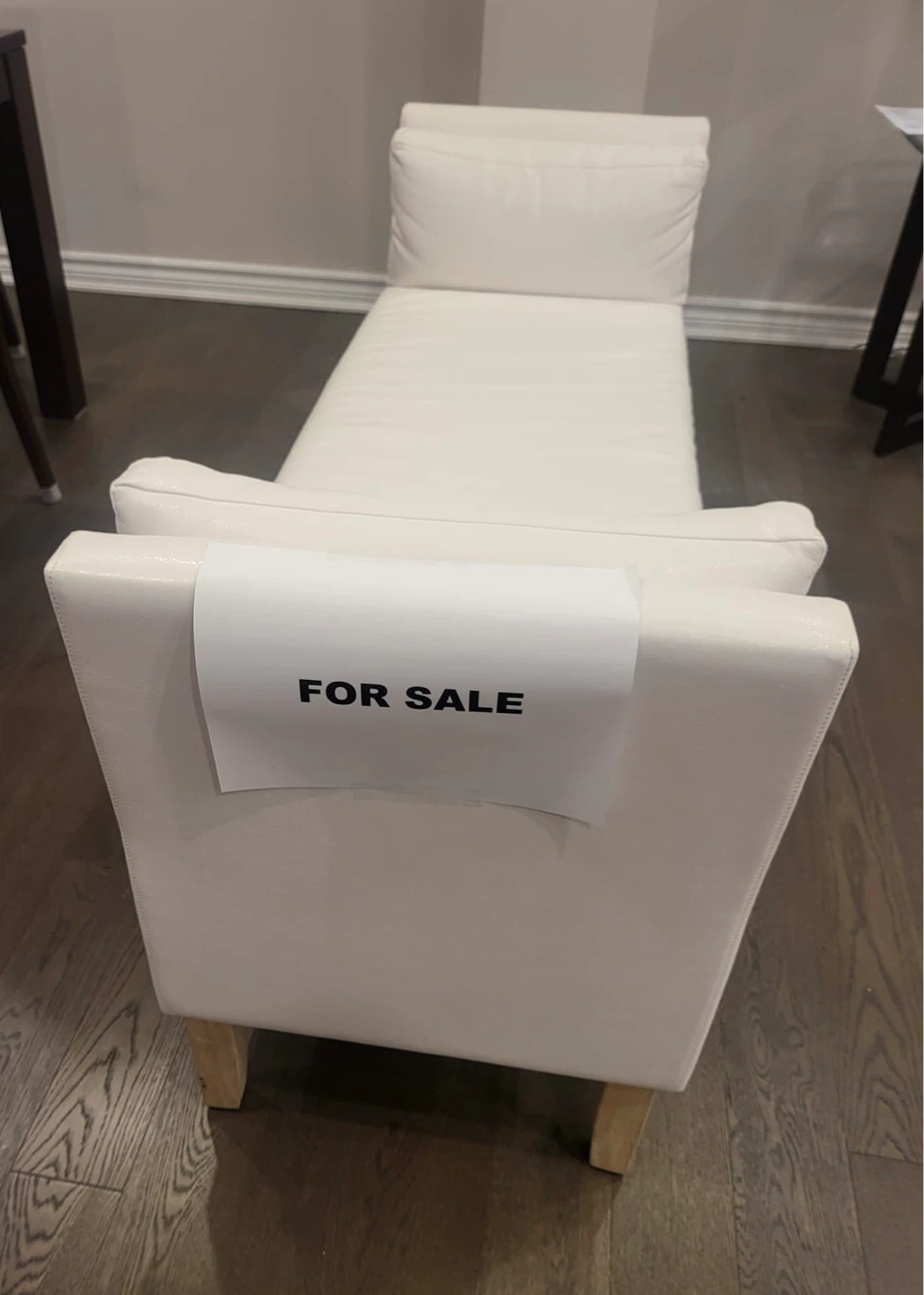 White Faux Leather Bench - photo 3