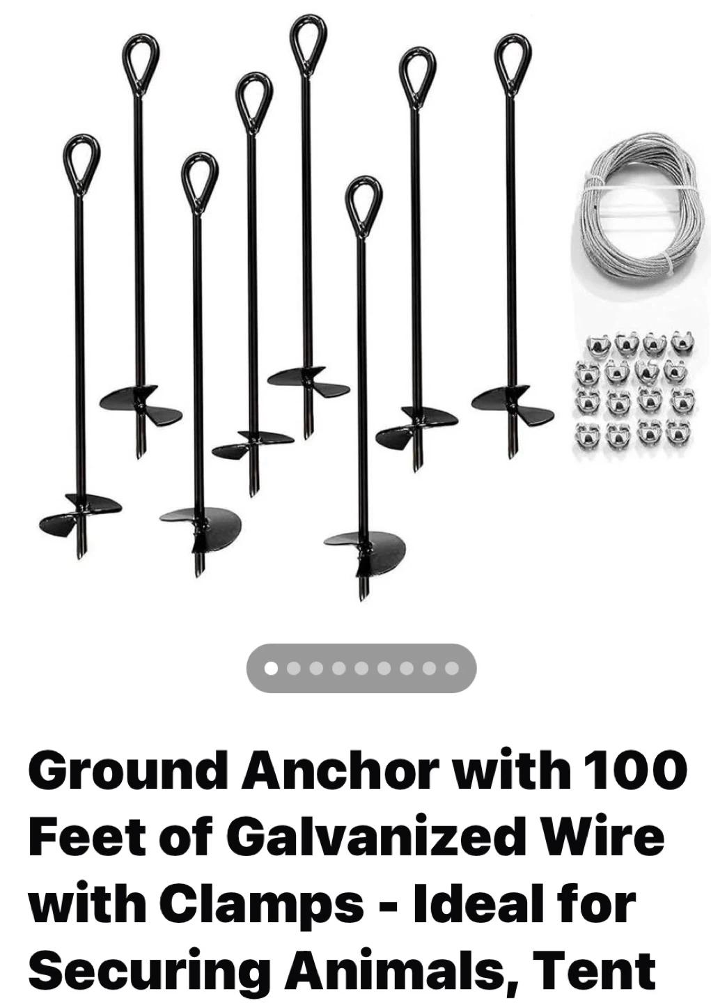 Ground Anchor Kit with Galvanized Wire and Clamps - photo 2