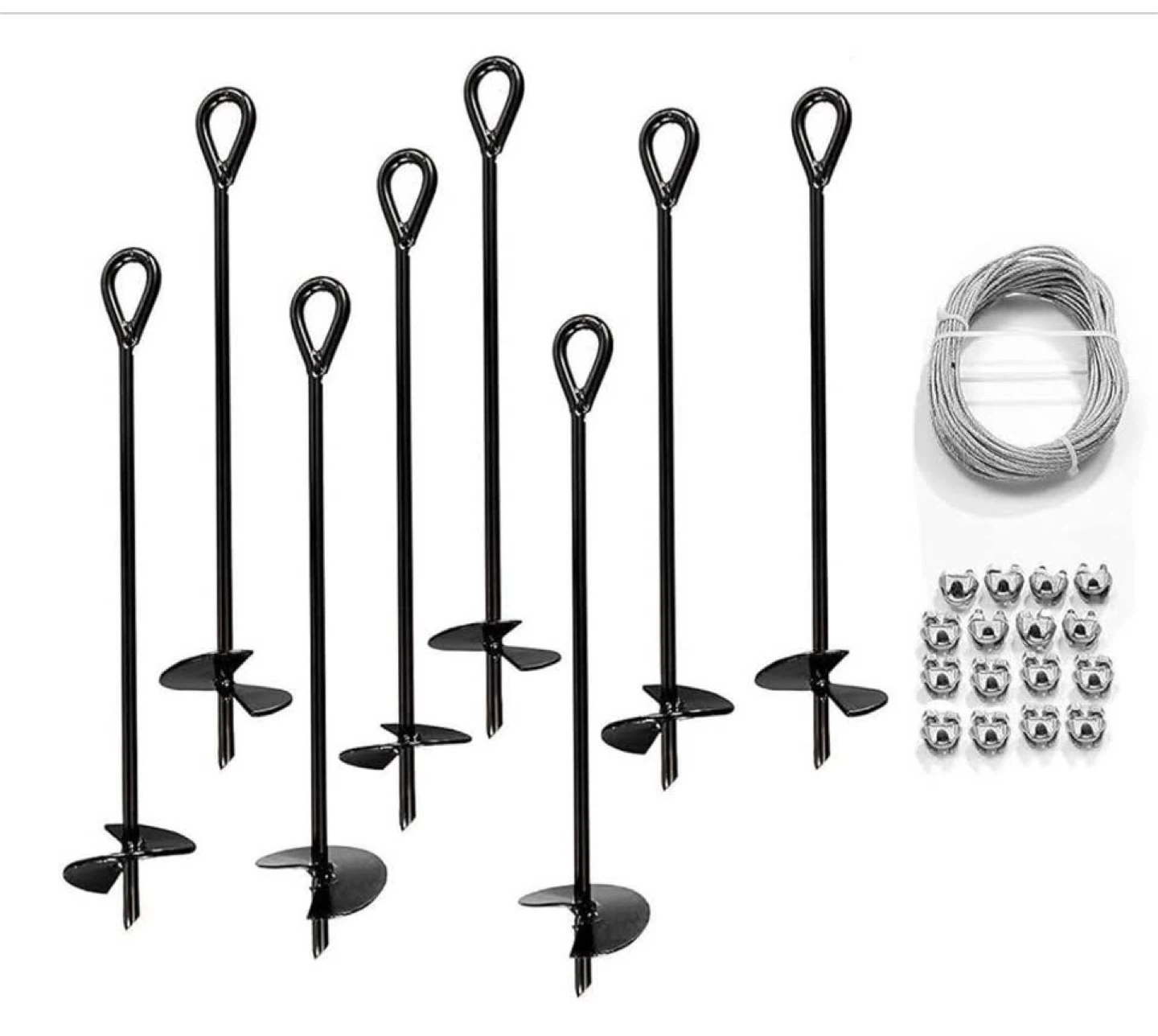 Ground Anchor Kit with Galvanized Wire and Clamps
