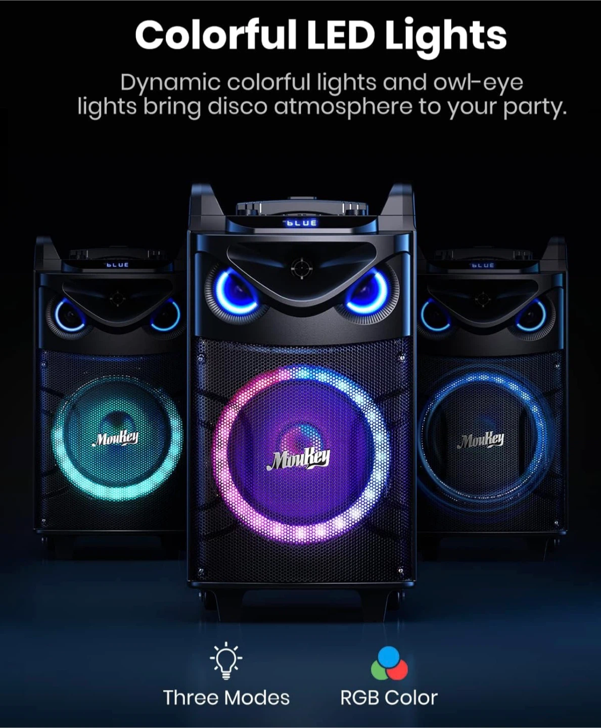Monkey Portable Speaker with Colorful LED Lights