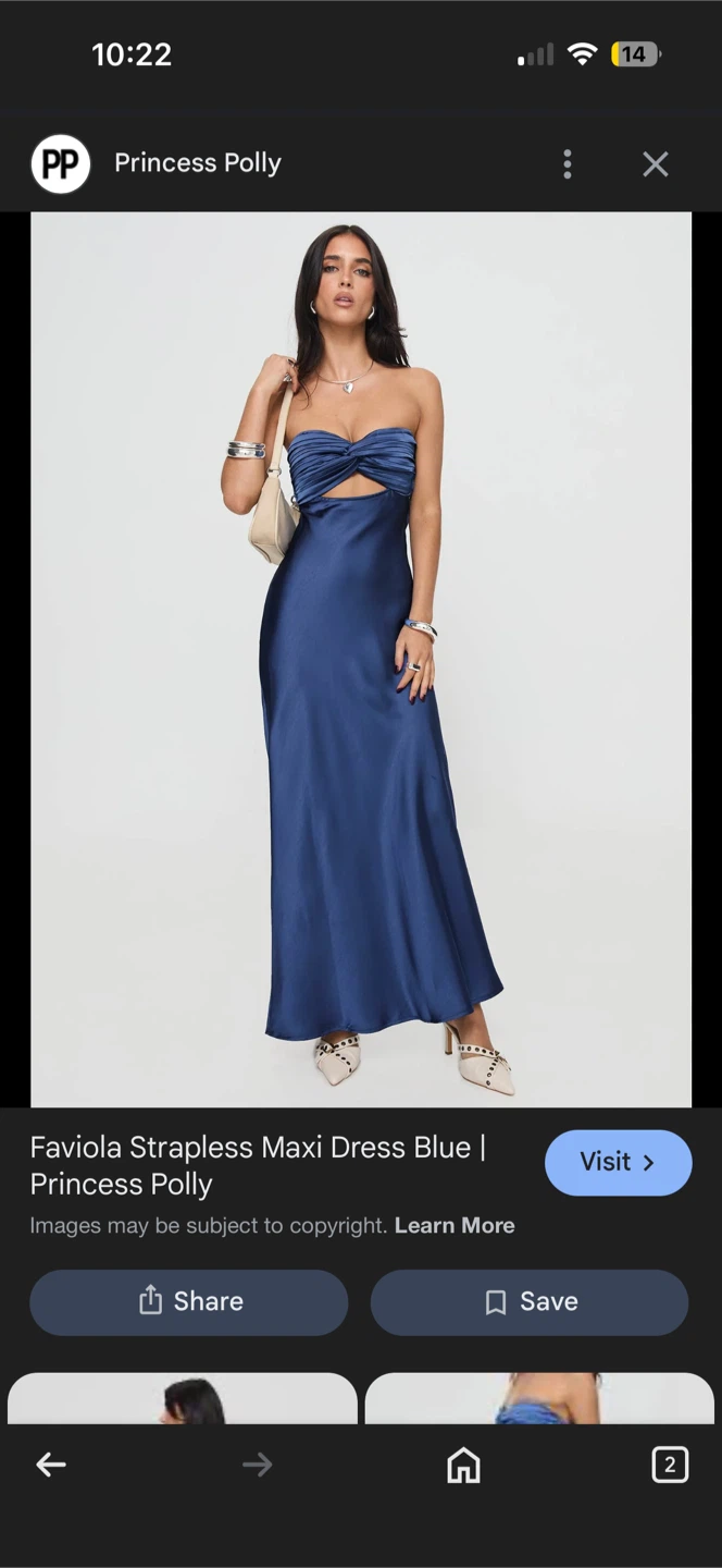 Blue Satin Strapless Maxi Dress- Medium - photo 3