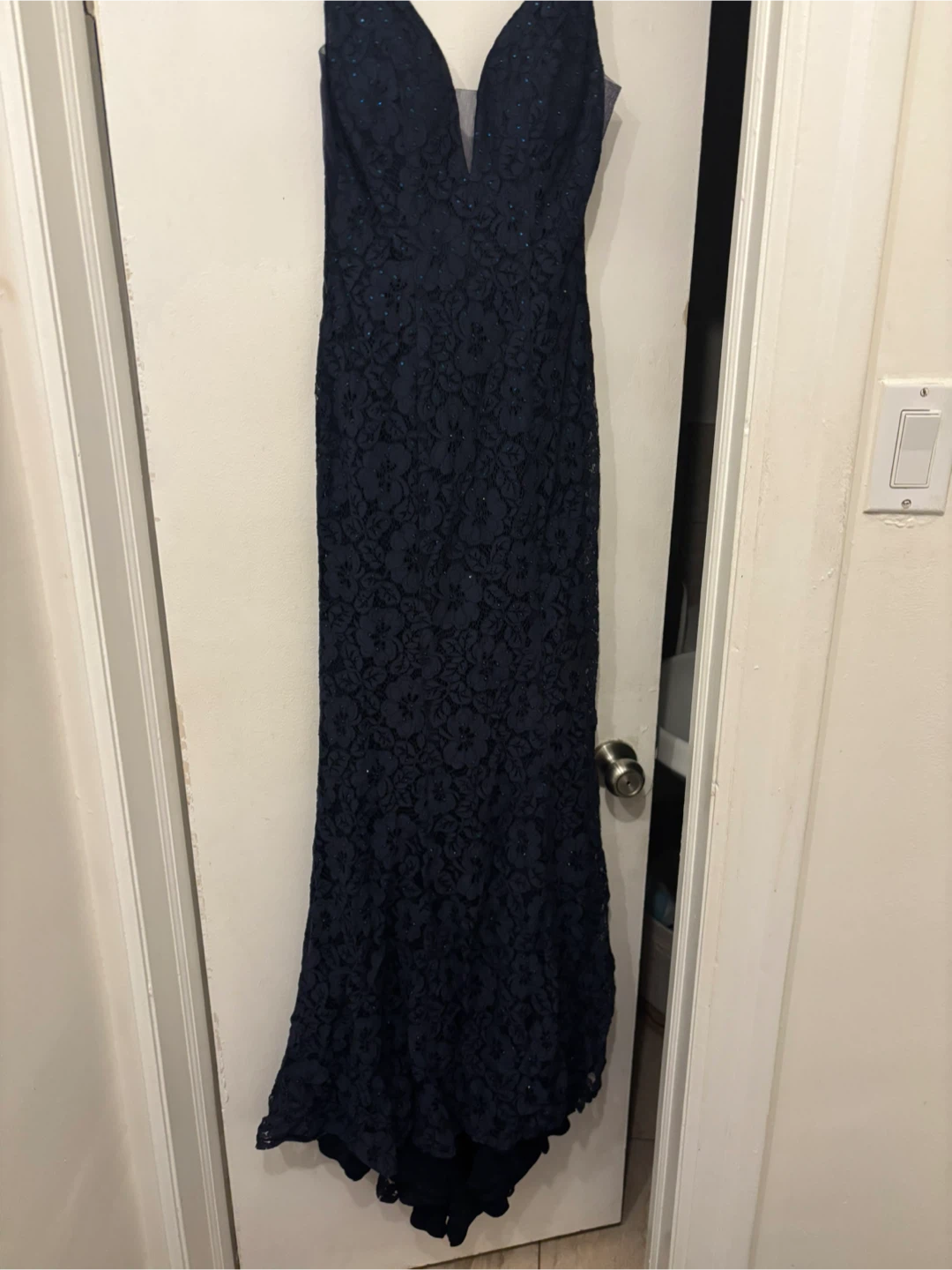 Abby Paris Navy Lace Evening Gown - Size 2 - photo 2