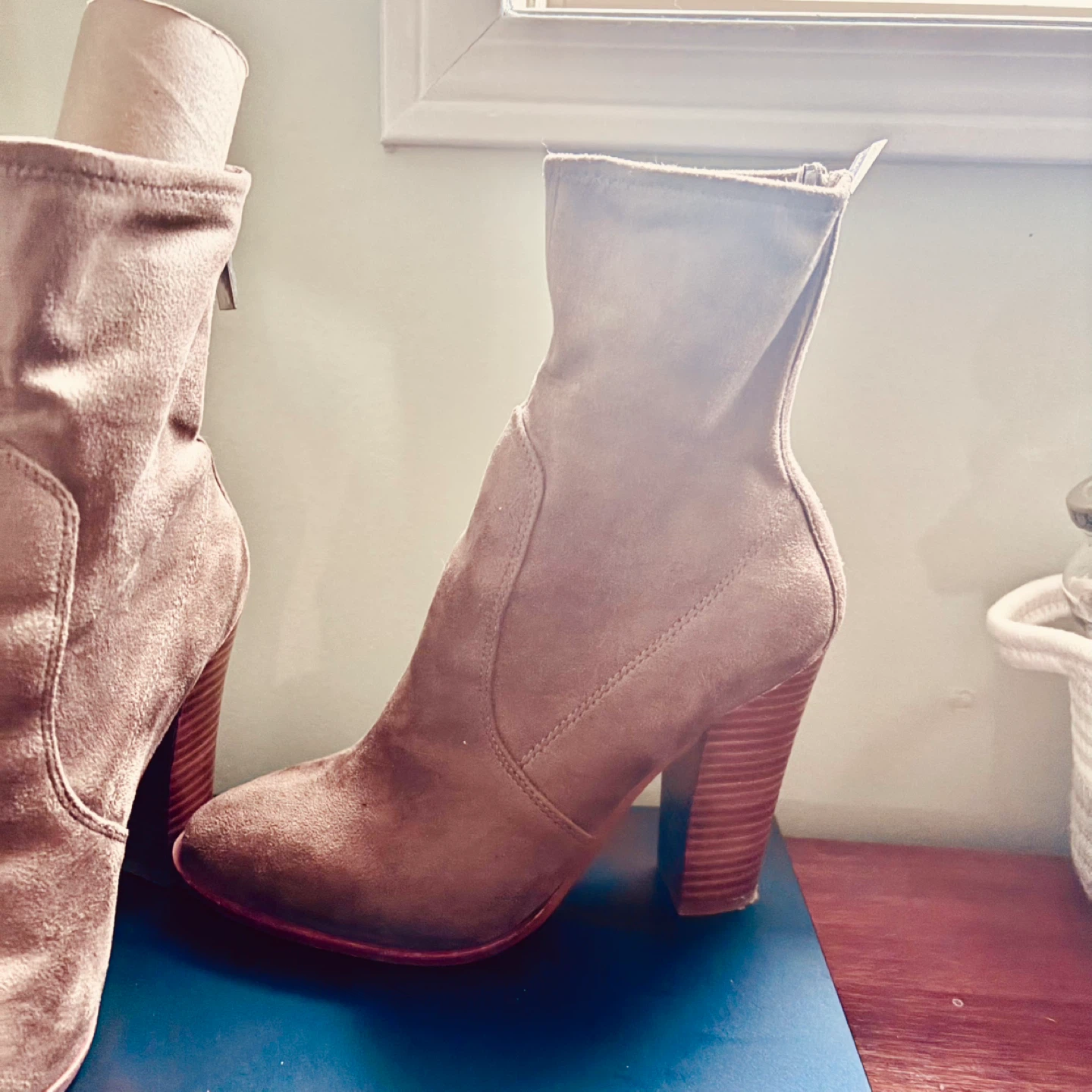Brown Suede Ankle Boots with Block Heel - photo 2