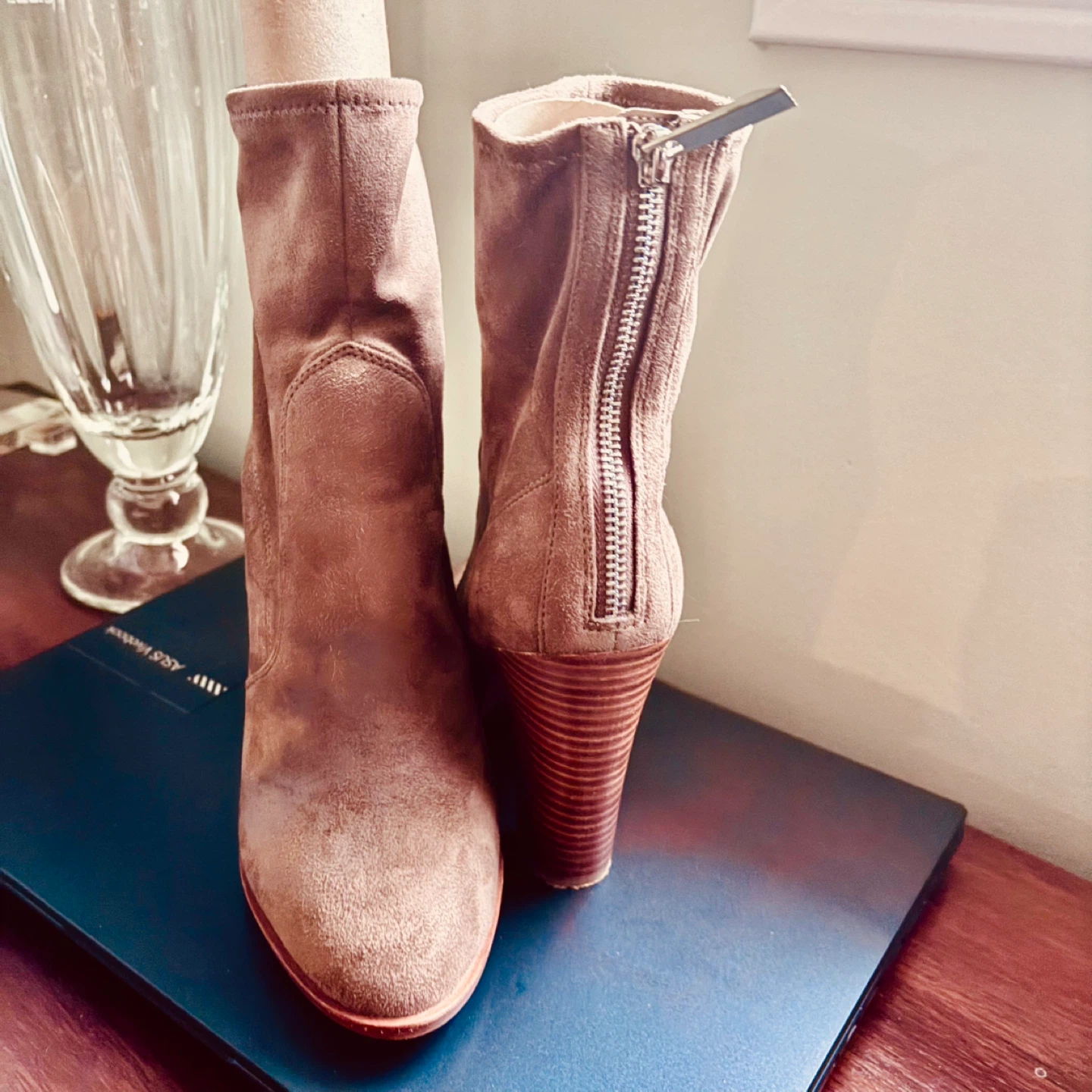 Brown Suede Ankle Boots with Block Heel - photo 4