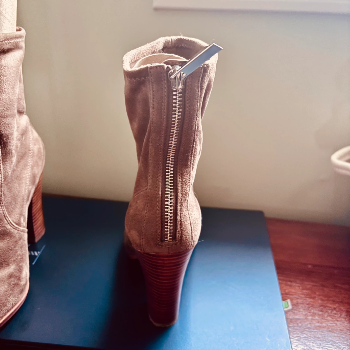 Brown Suede Ankle Boots with Block Heel - photo 3