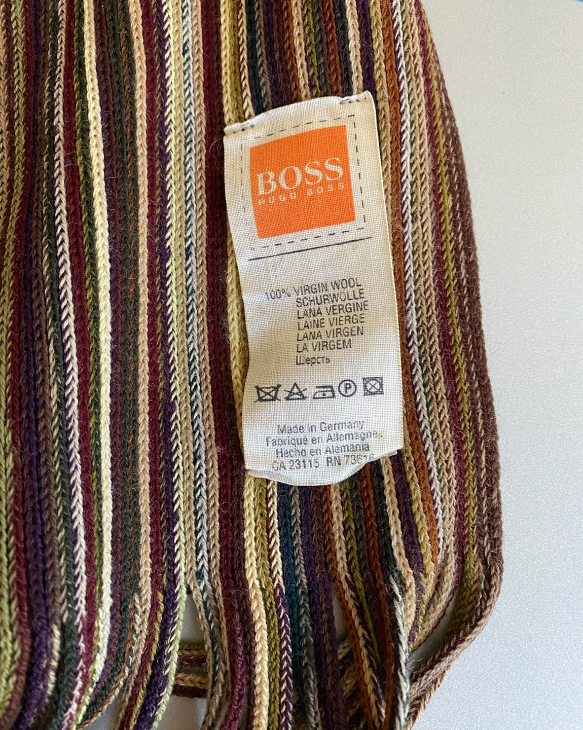BOSS Hugo Boss Multi Colour Striped 100% Virgin Wool Scarf - photo 3