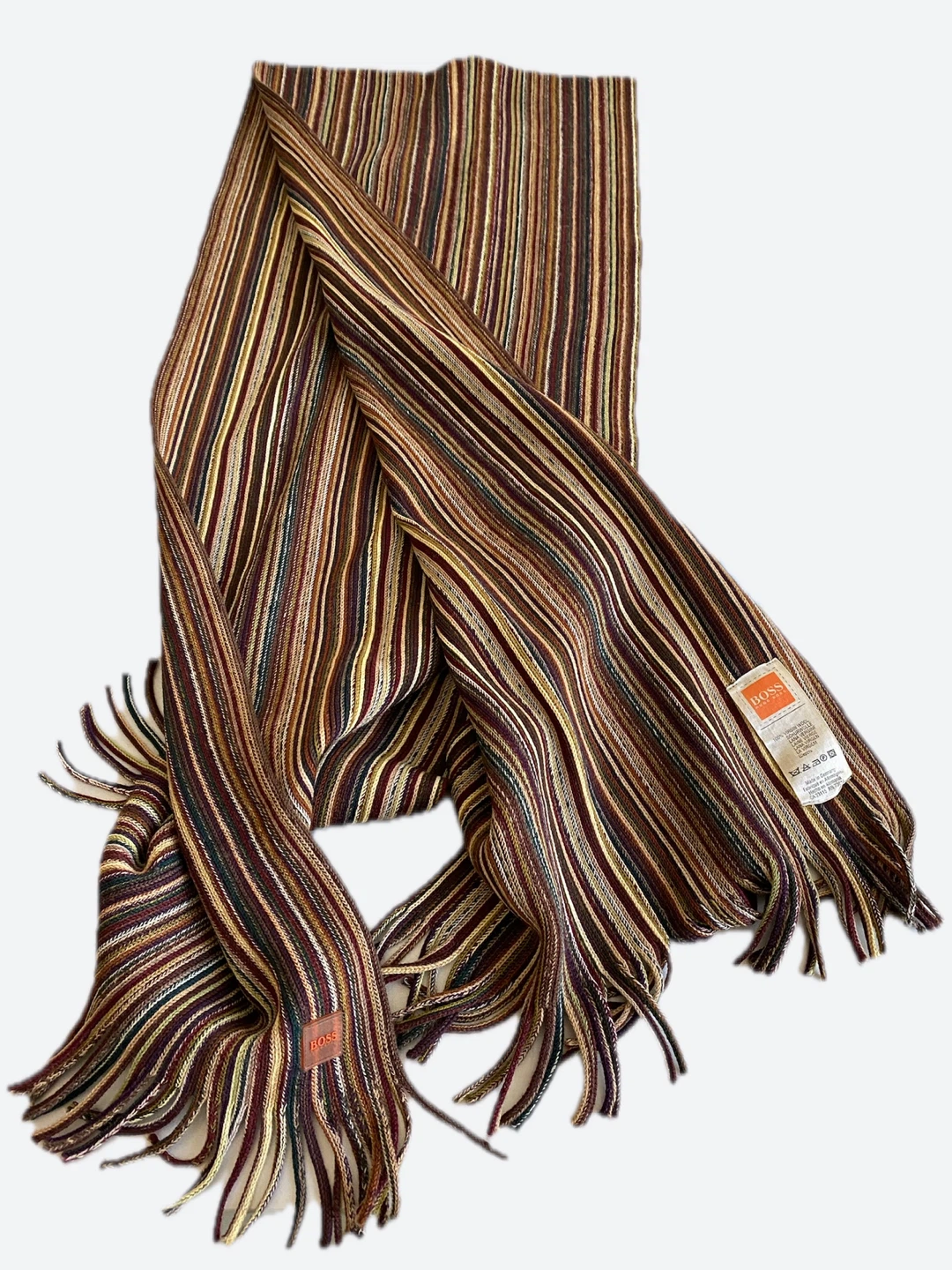 BOSS Hugo Boss Multi Colour Striped 100% Virgin Wool Scarf - photo 4