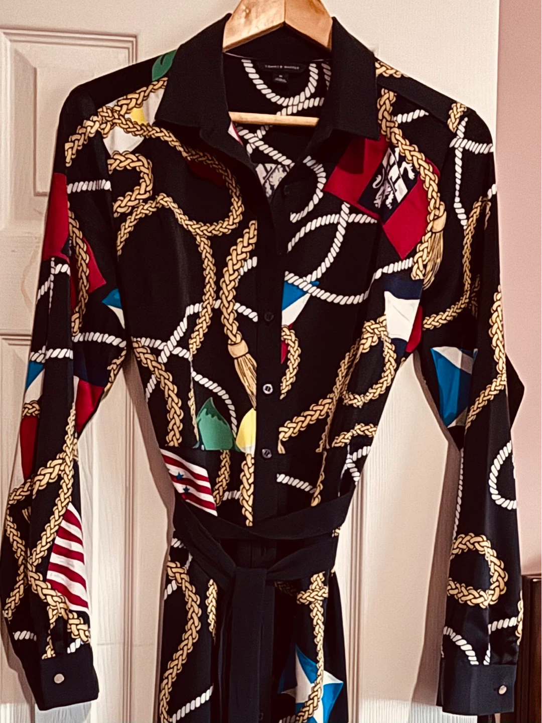 Tommy Hilfiger Women's Navy Nautical Print Shirt Dress Size M - photo 4