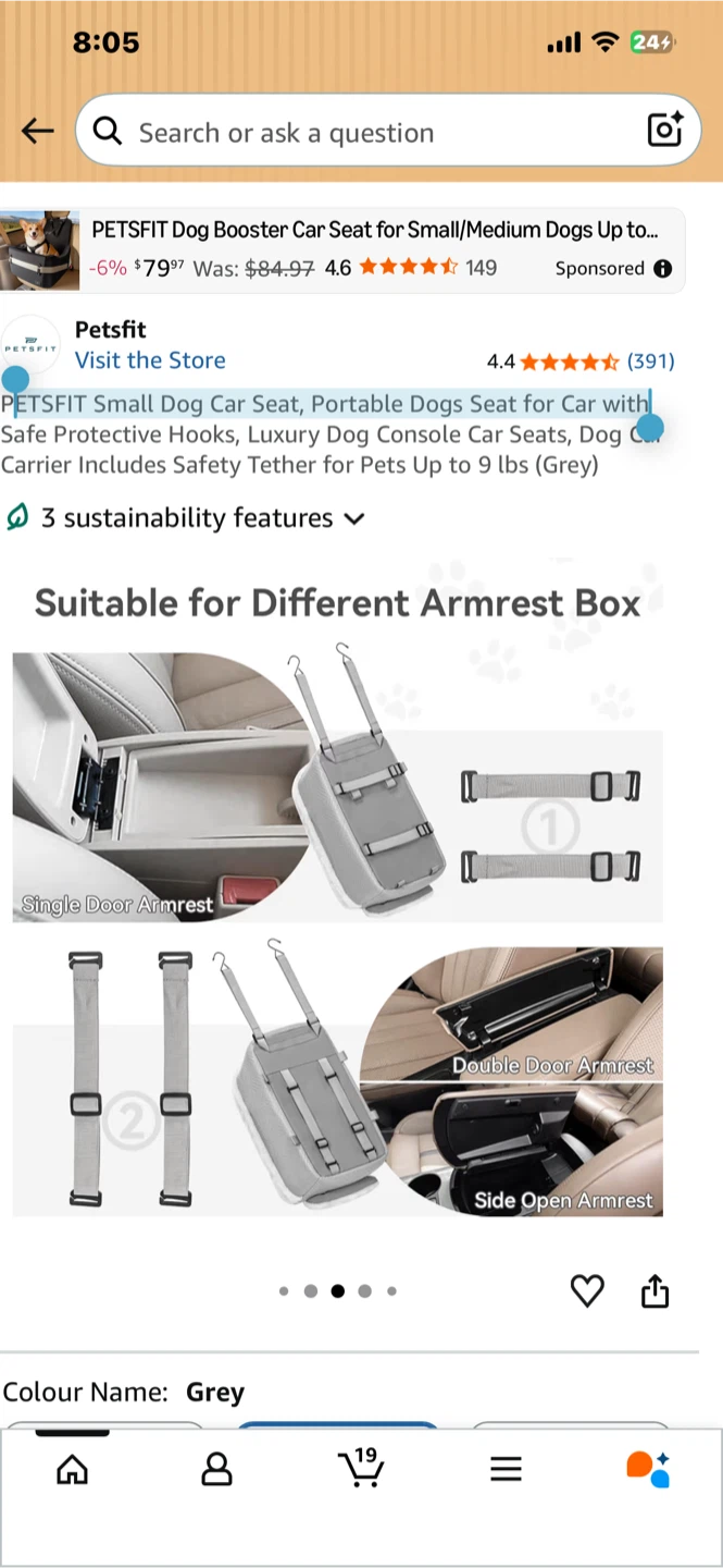 PETSFIT Dog Car Seat Booster - Grey - photo 4