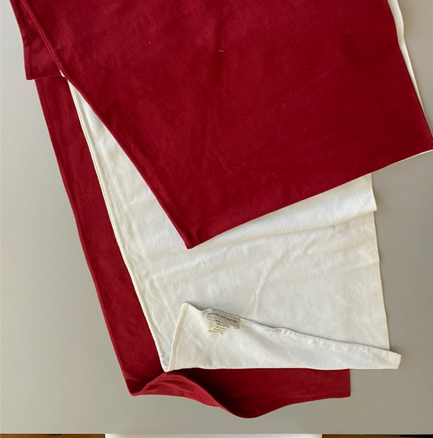 Dries Van Noten Cotton Scarf Red/Very Pale Blue White