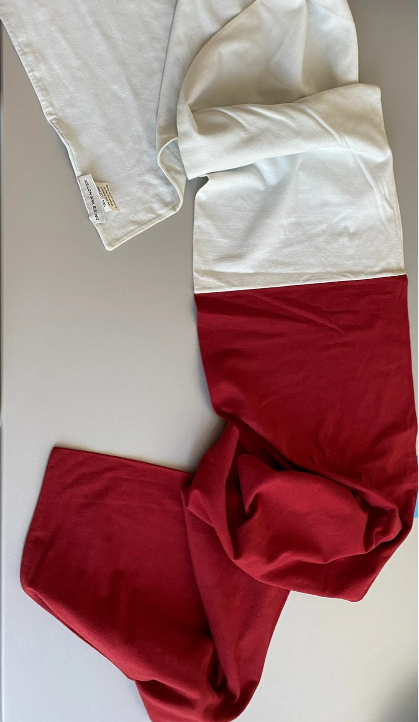 Dries Van Noten Cotton Scarf Red/Very Pale Blue White - photo 2