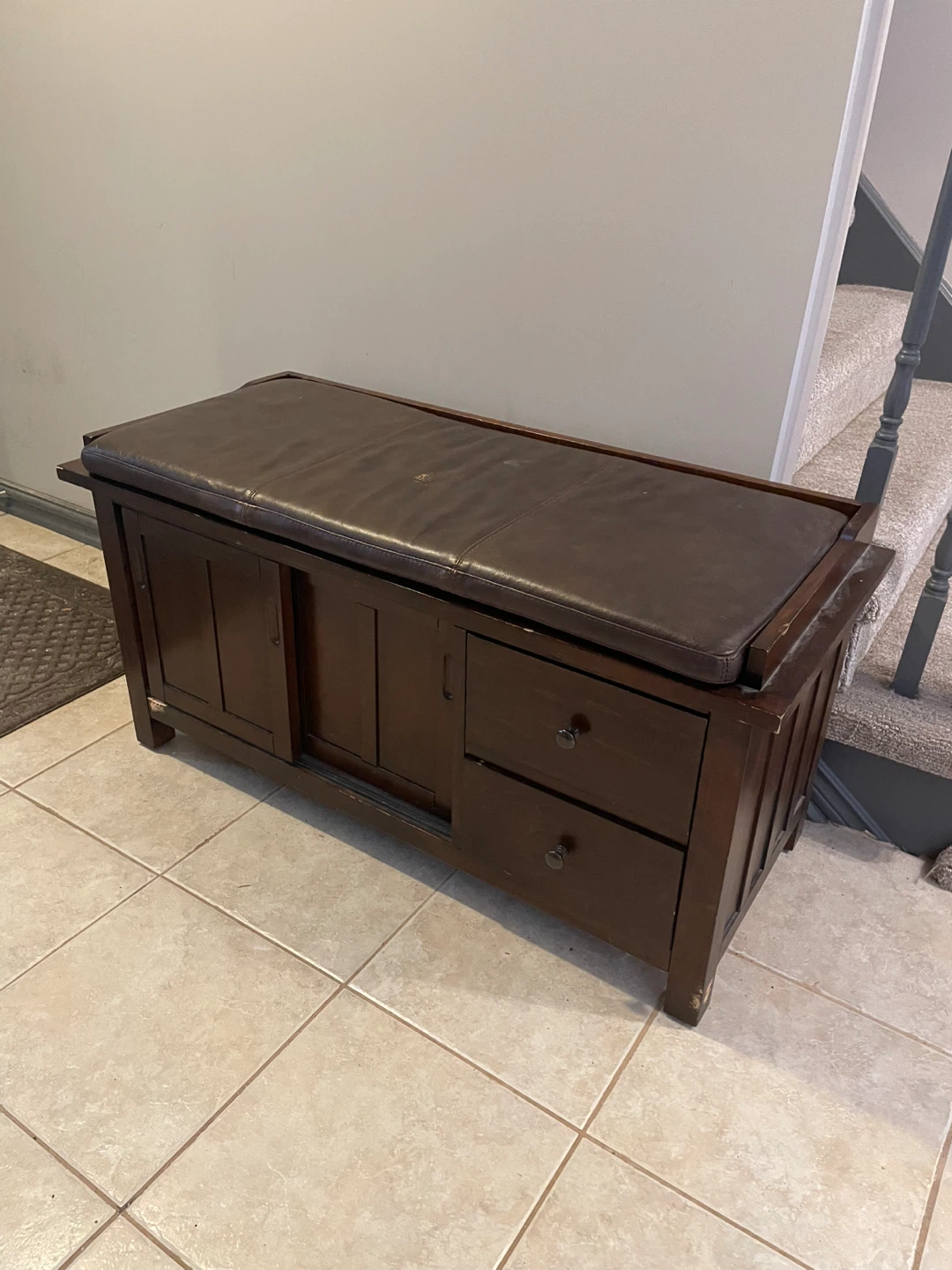 Entryway Storage Bench - Dark Brown