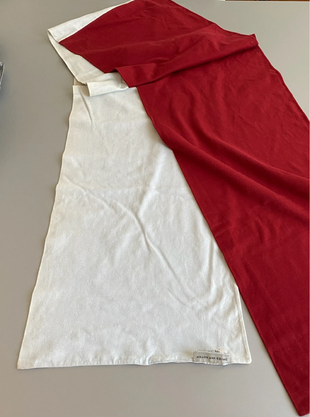 Dries Van Noten Cotton Scarf Red/Very Pale Blue White - photo 4