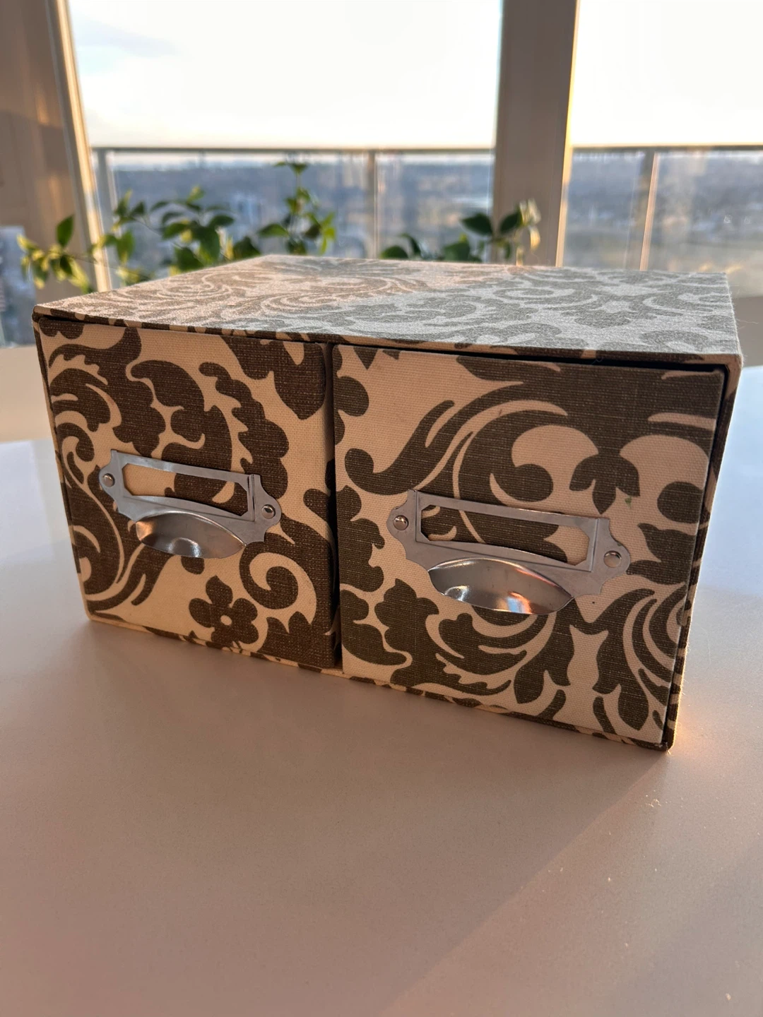 Stylish Damask 2-Drawer Desktop Organizer