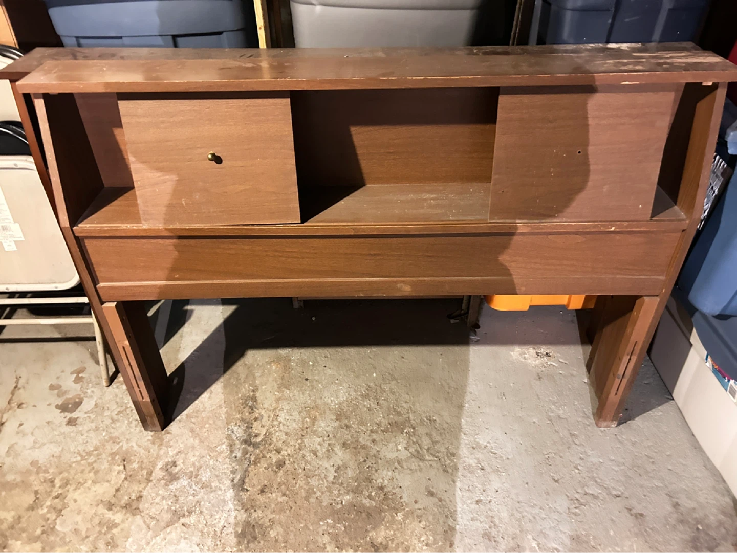 Vintage Wooden Headboard with Shelves