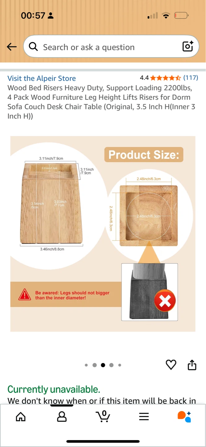 4 Pack Wood Bed Risers