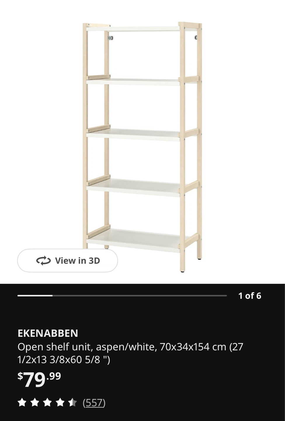 IKEA EKENABBEN Open Shelf - Aspen/White