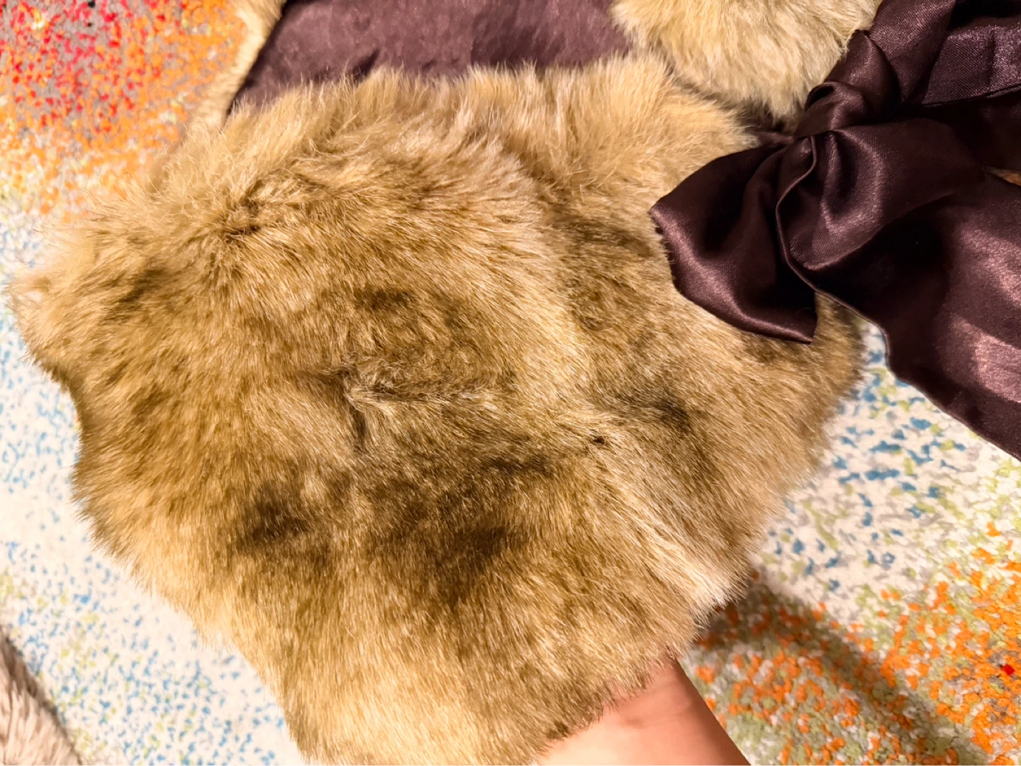 Faux Fur Shawl with Satin Bow - photo 2