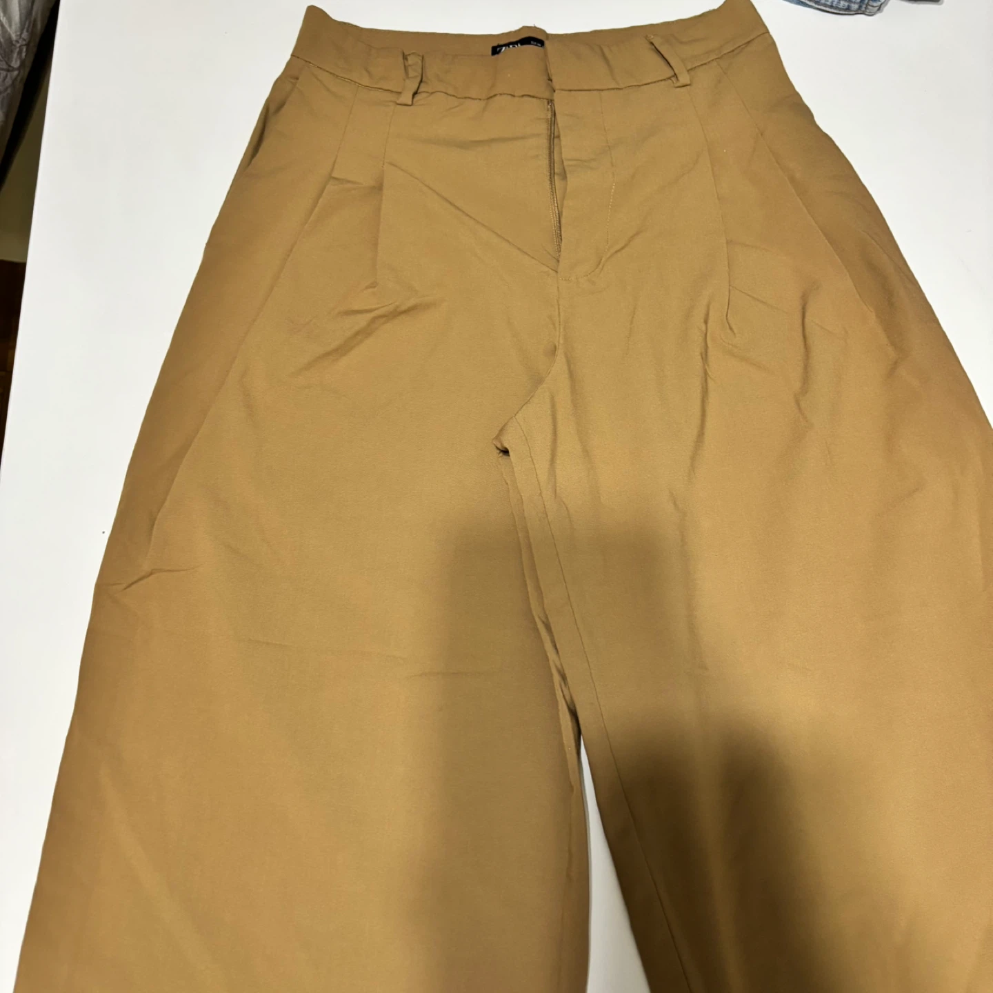 ZARA Tan Wide Leg Cropped Pants - Size XS