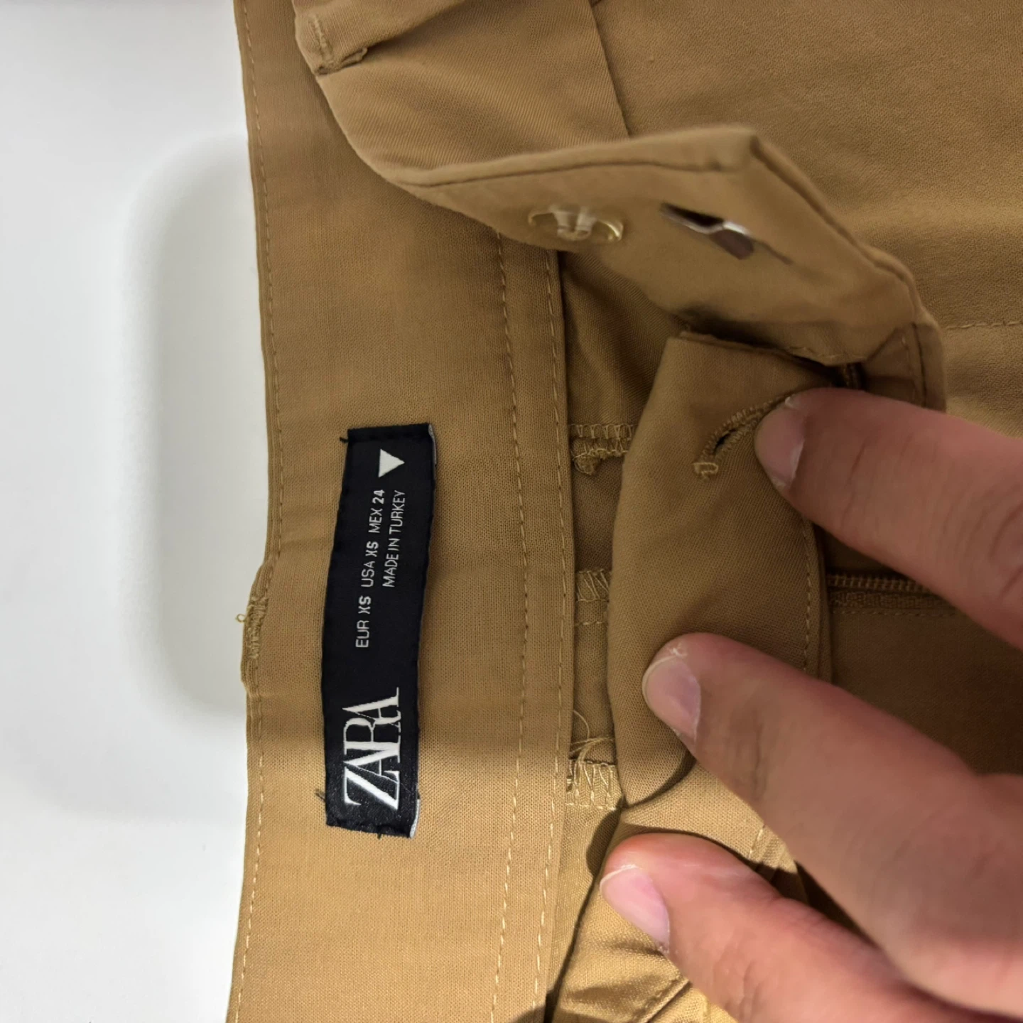 ZARA Tan Wide Leg Cropped Pants - Size XS - photo 3
