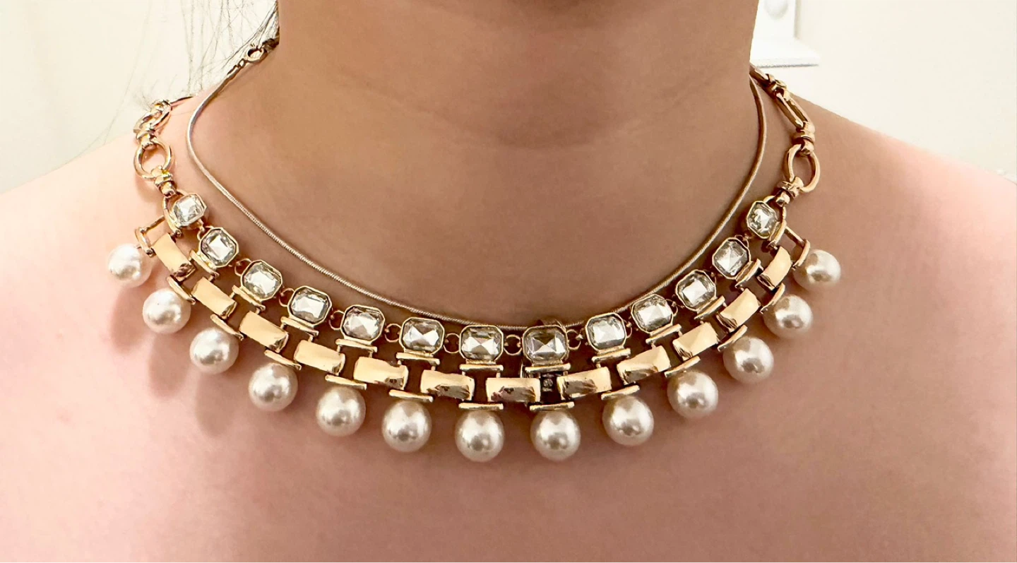 Choker Necklace and Earrings Set with Pearls - photo 3