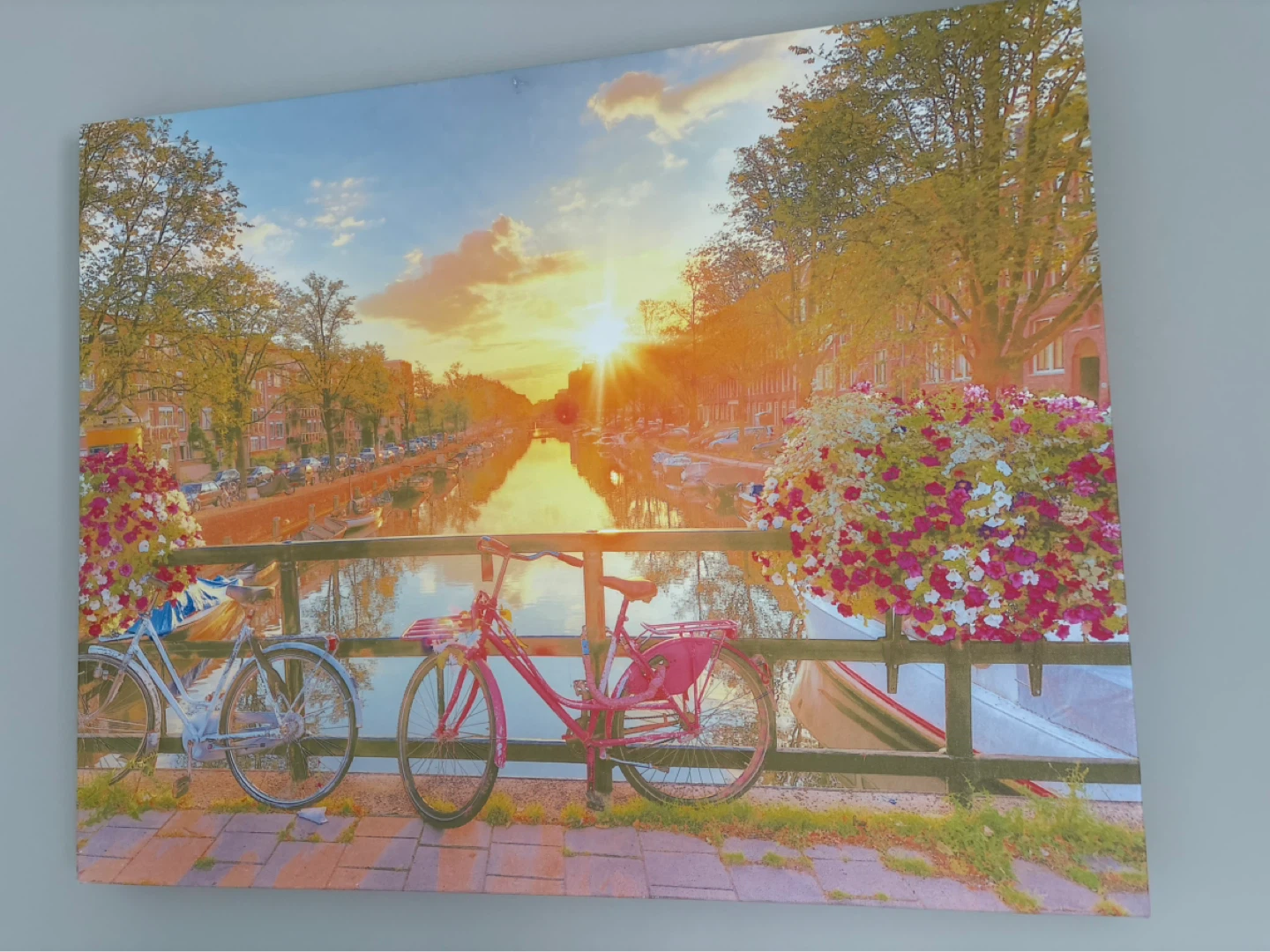 Canvas Print: Amsterdam Canal with Bicycles