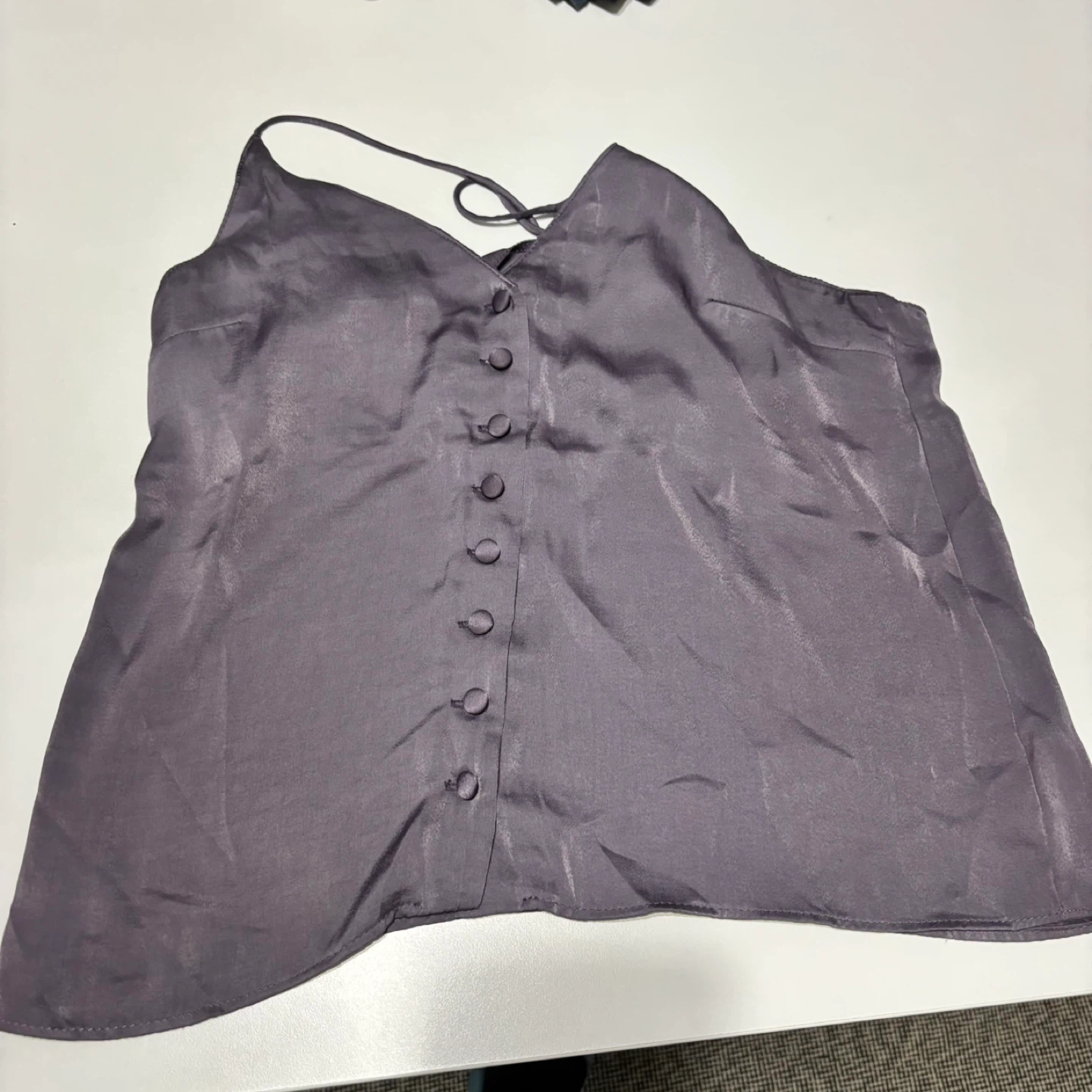 TOPSHOP Purple Satin Button-Up Camisole Top