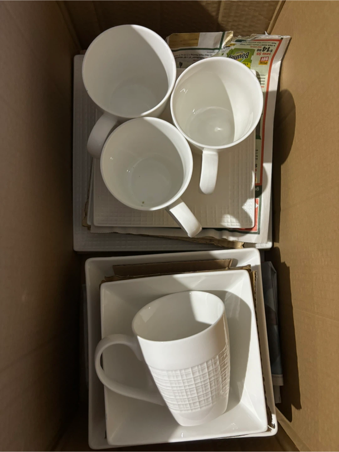 White Square Plates and Mugs Set