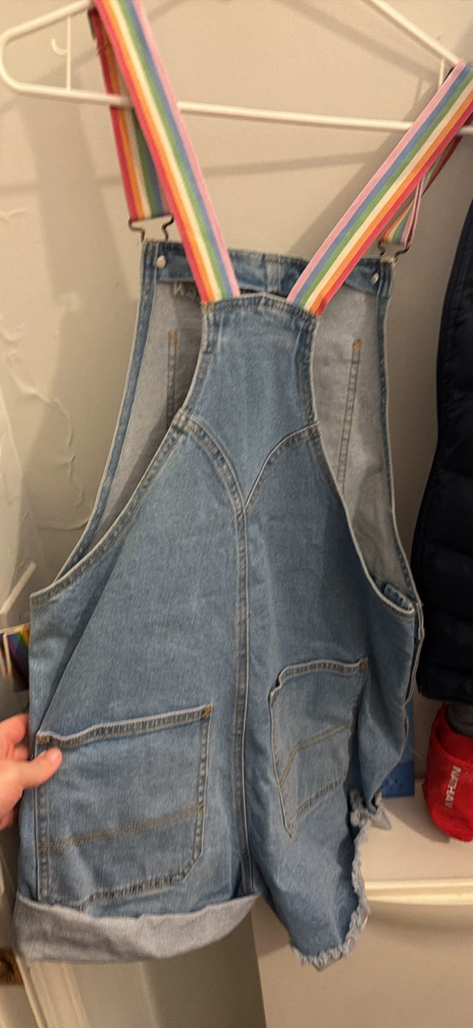 Denim "QUEEN" Overalls with Rainbow Straps - photo 2